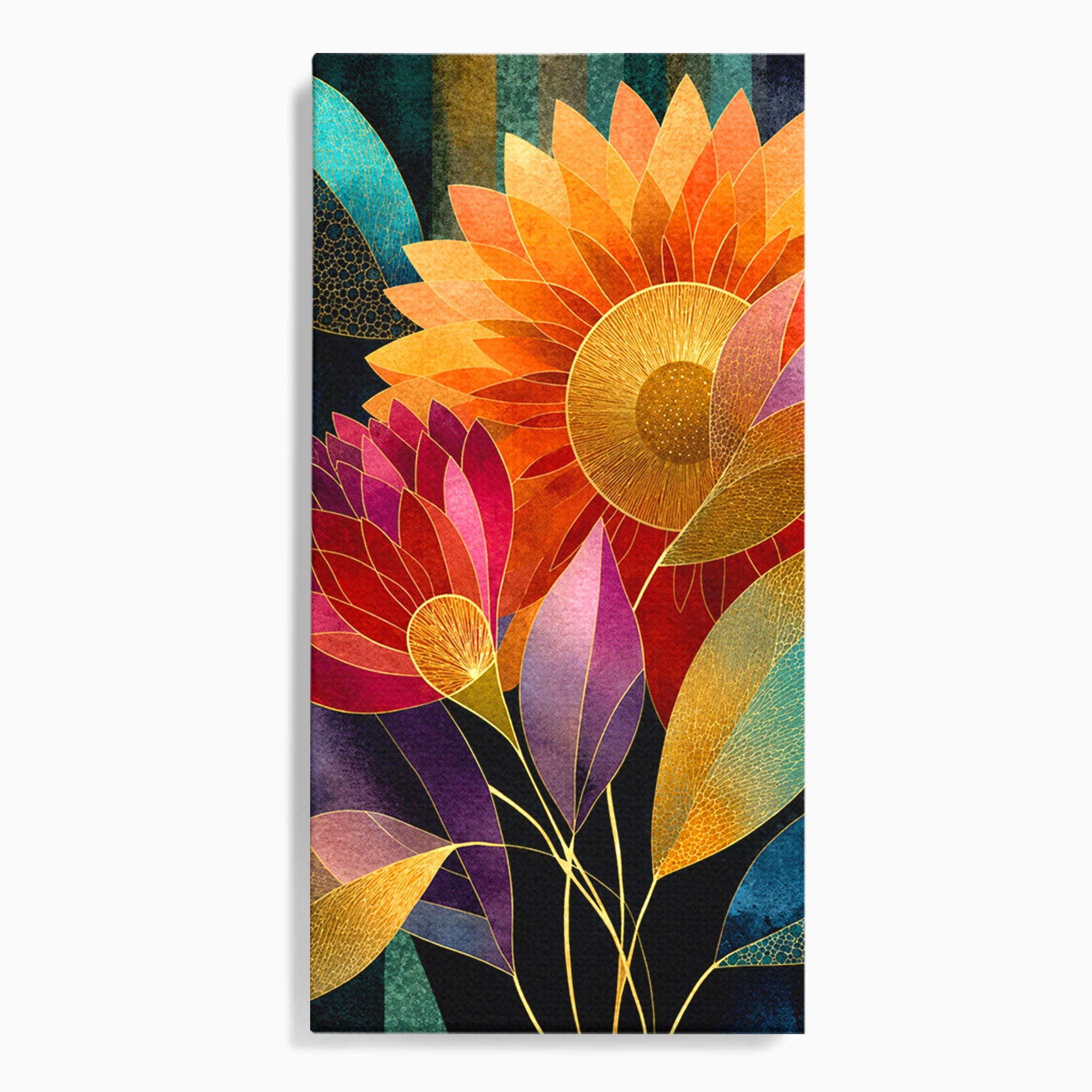 Tablou Canvas Premium LuxCanva® A1821, Floarea Soarelui Abstracta, Flori, Abstract, Living, Modern, Natura, Dormitor, Culori Vibrante
