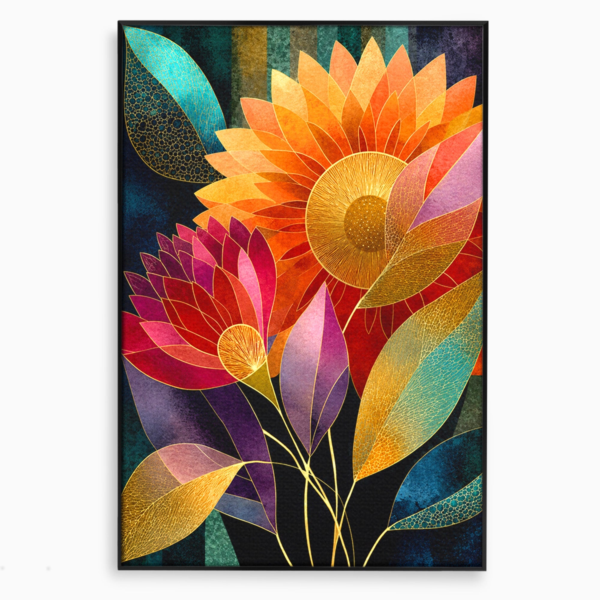 Tablou Canvas Premium LuxCanva® A1821, Floarea Soarelui Abstracta, Flori, Abstract, Living, Modern, Natura, Dormitor, Culori Vibrante