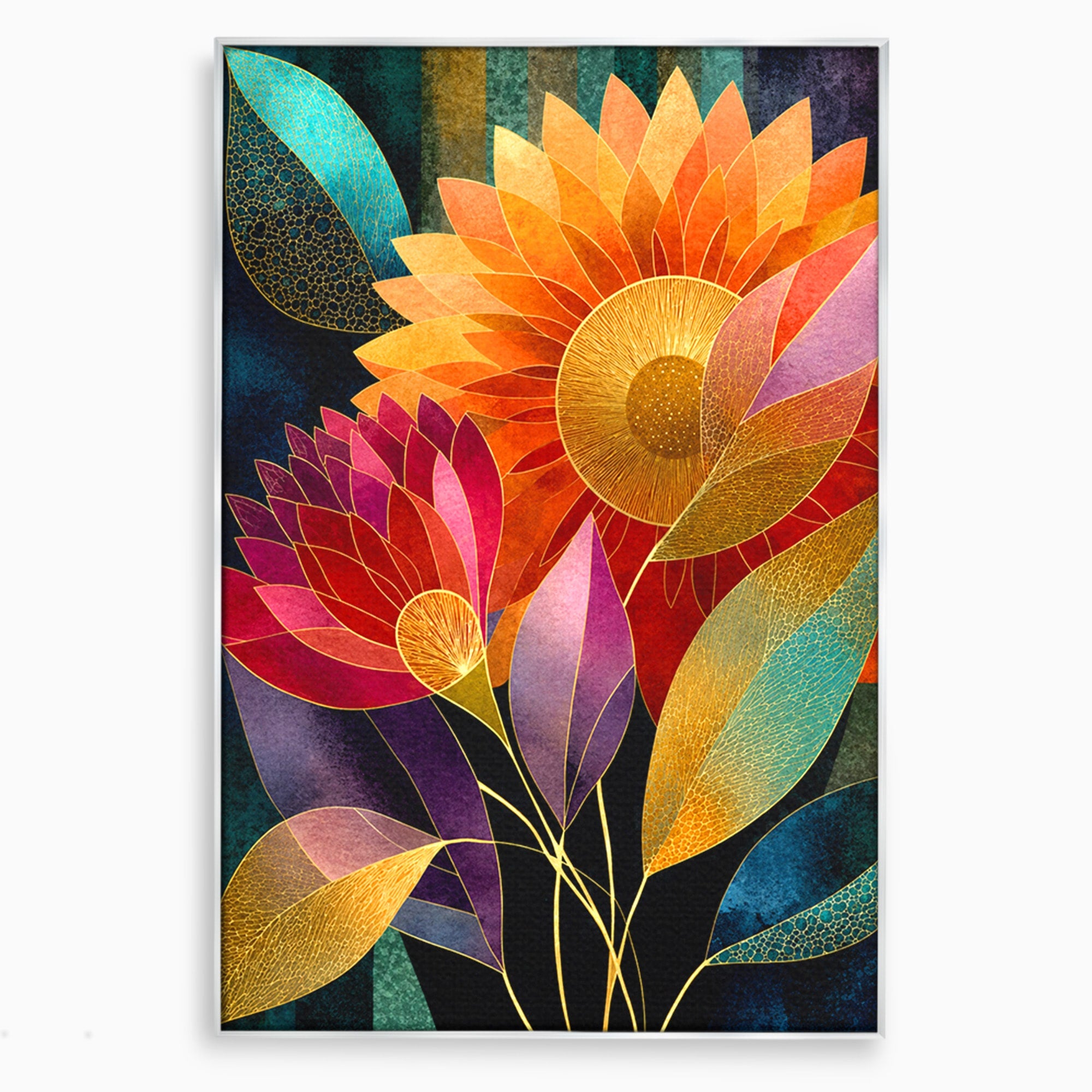 Tablou Canvas Premium LuxCanva® A1821, Floarea Soarelui Abstracta, Flori, Abstract, Living, Modern, Natura, Dormitor, Culori Vibrante