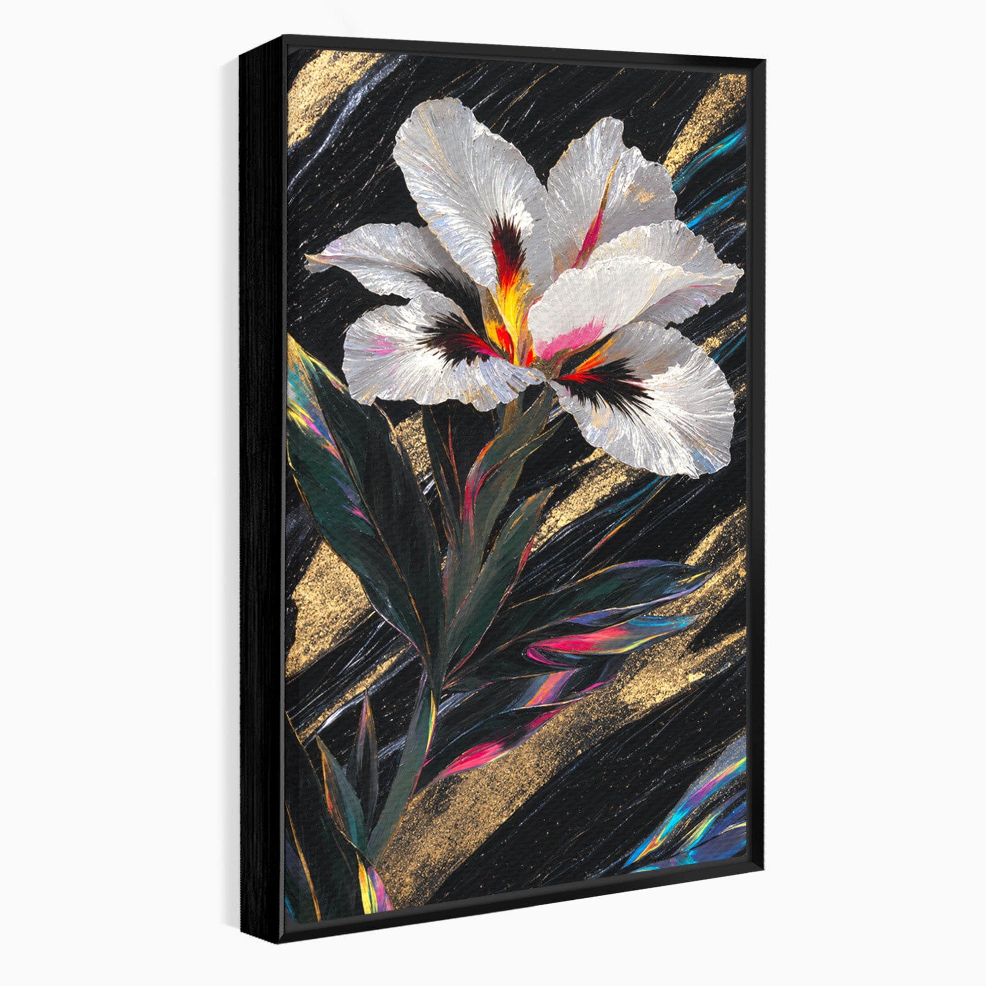 Tablou Canvas Premium LuxCanva® A1822, Iris Imperial, Floare, Natura, Abstract, Eleganta, Living, Culori Vibrante