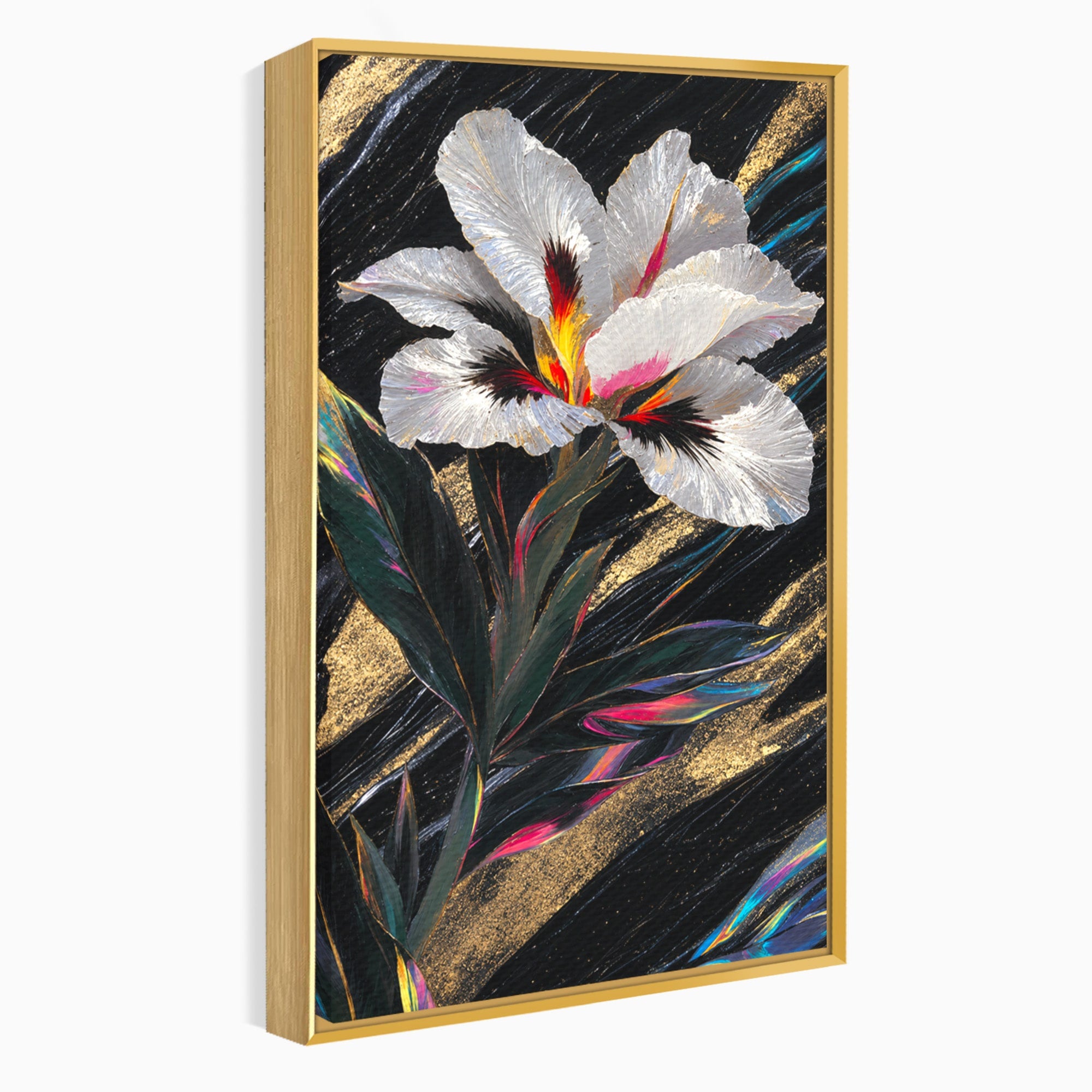 Tablou Canvas Premium LuxCanva® A1822, Iris Imperial, Floare, Natura, Abstract, Eleganta, Living, Culori Vibrante