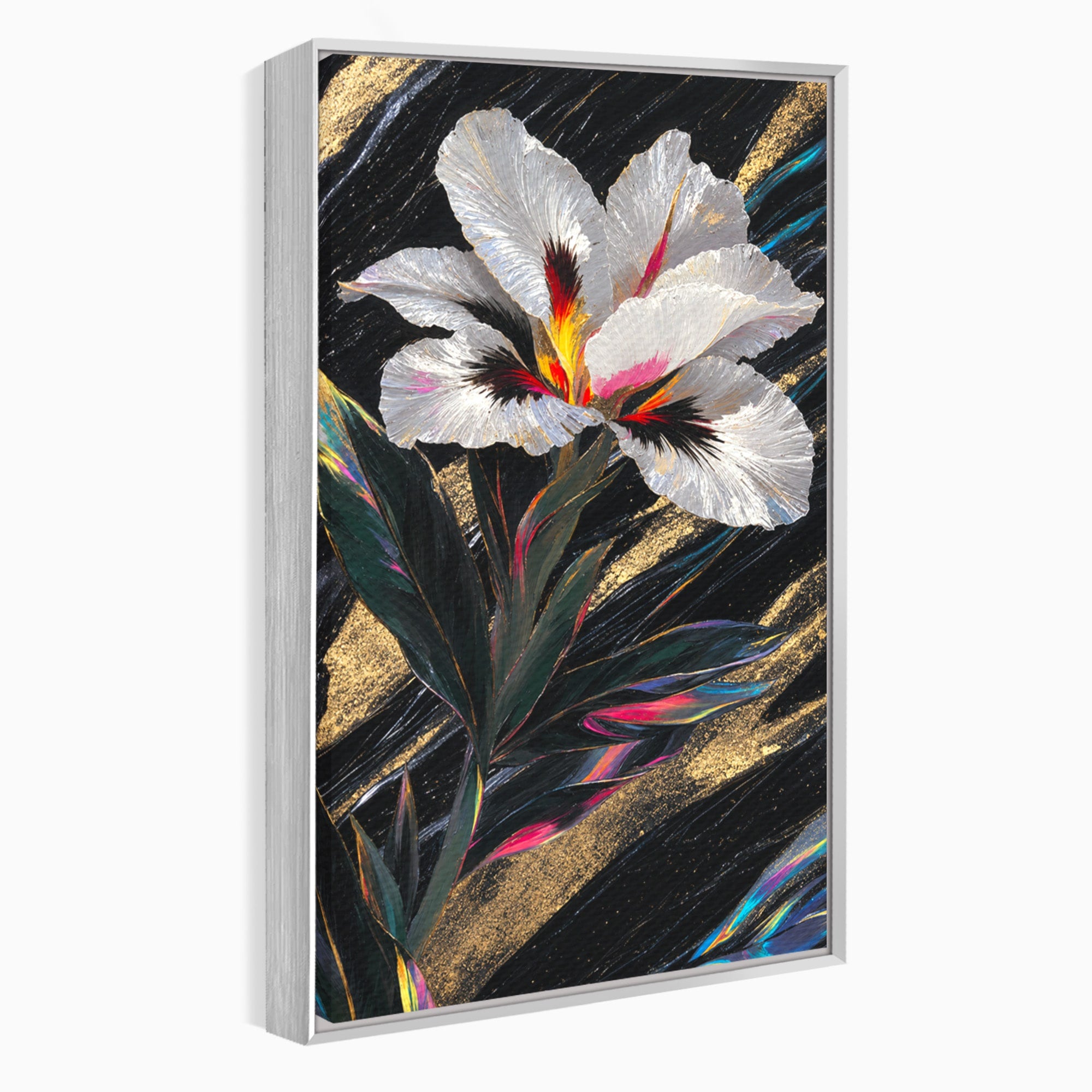 Tablou Canvas Premium LuxCanva® A1822, Iris Imperial, Floare, Natura, Abstract, Eleganta, Living, Culori Vibrante