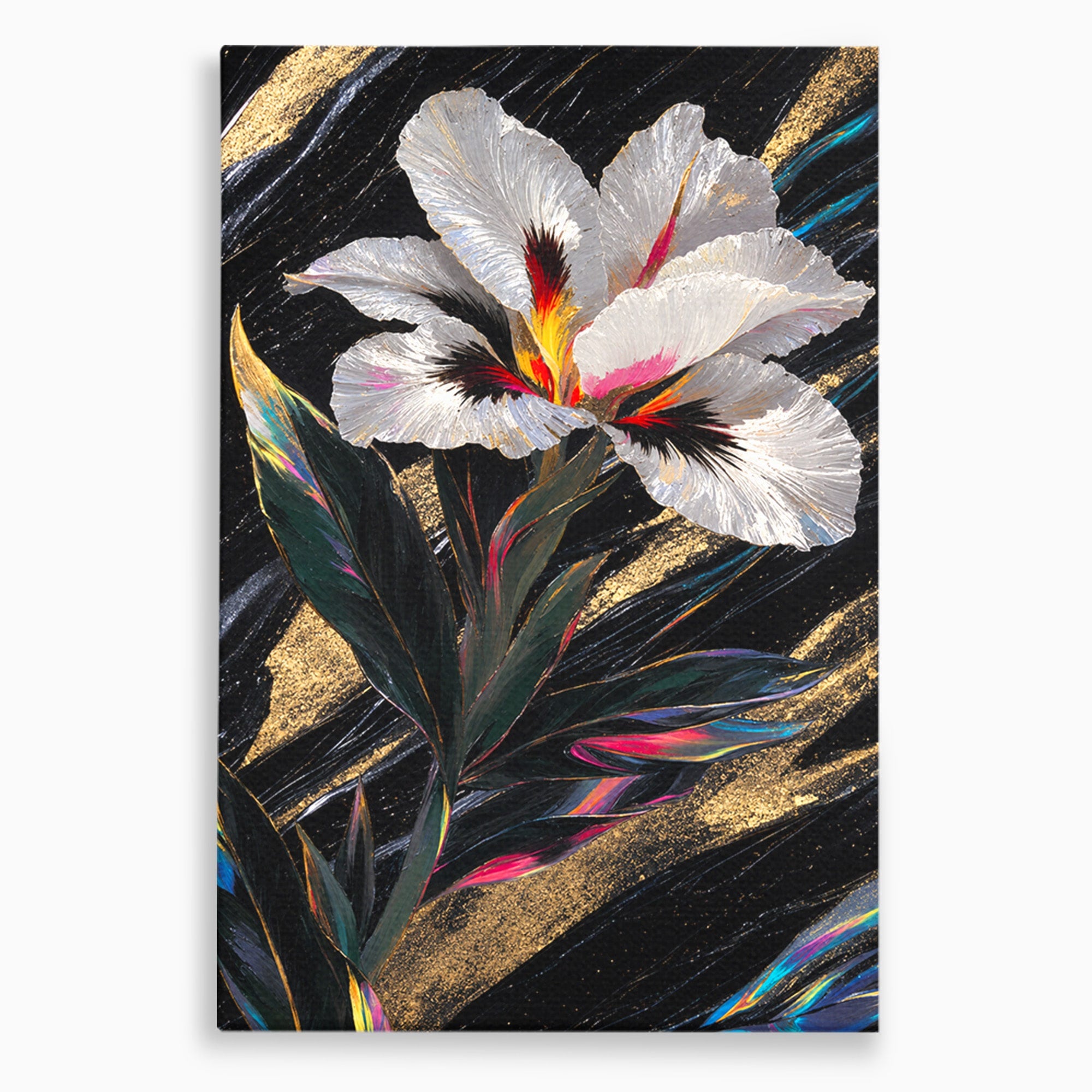 Tablou Canvas Premium LuxCanva® A1822, Iris Imperial, Floare, Natura, Abstract, Eleganta, Living, Culori Vibrante