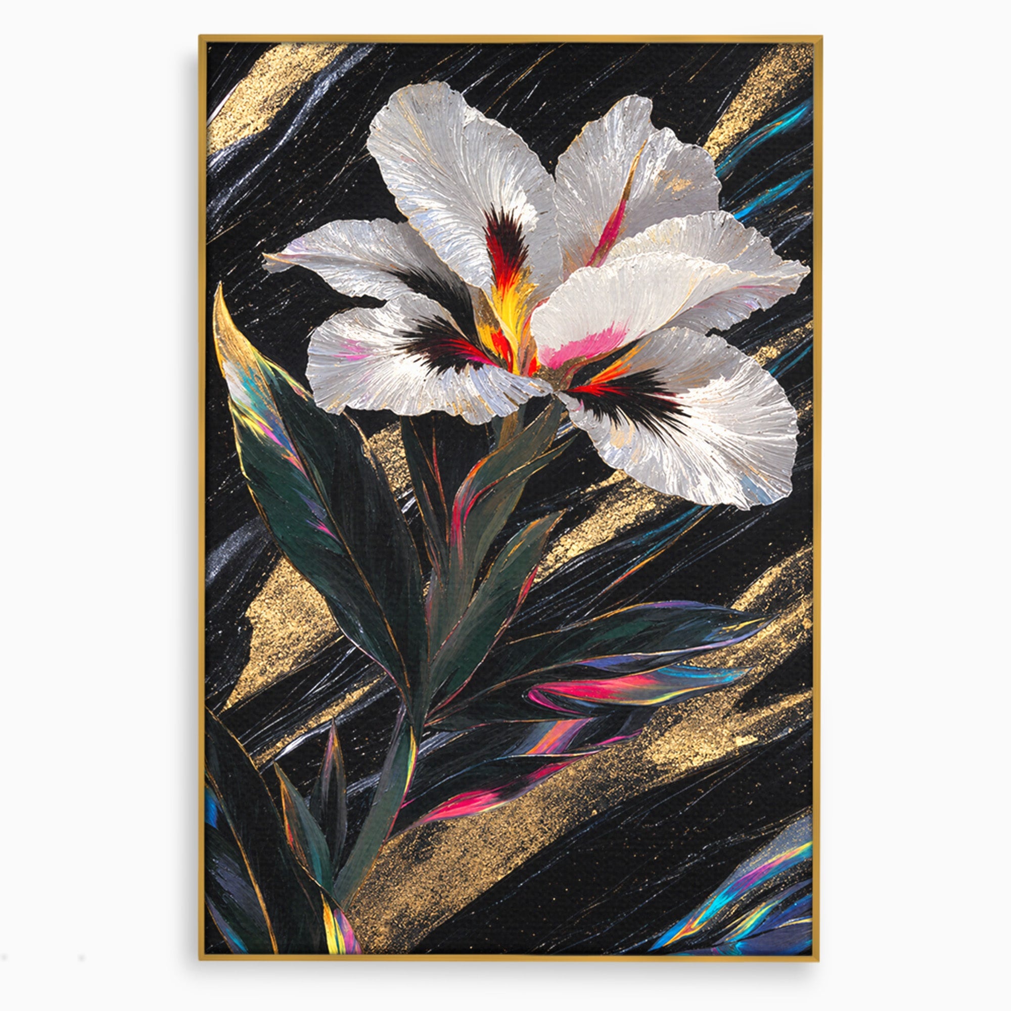 Tablou Canvas Premium LuxCanva® A1822, Iris Imperial, Floare, Natura, Abstract, Eleganta, Living, Culori Vibrante