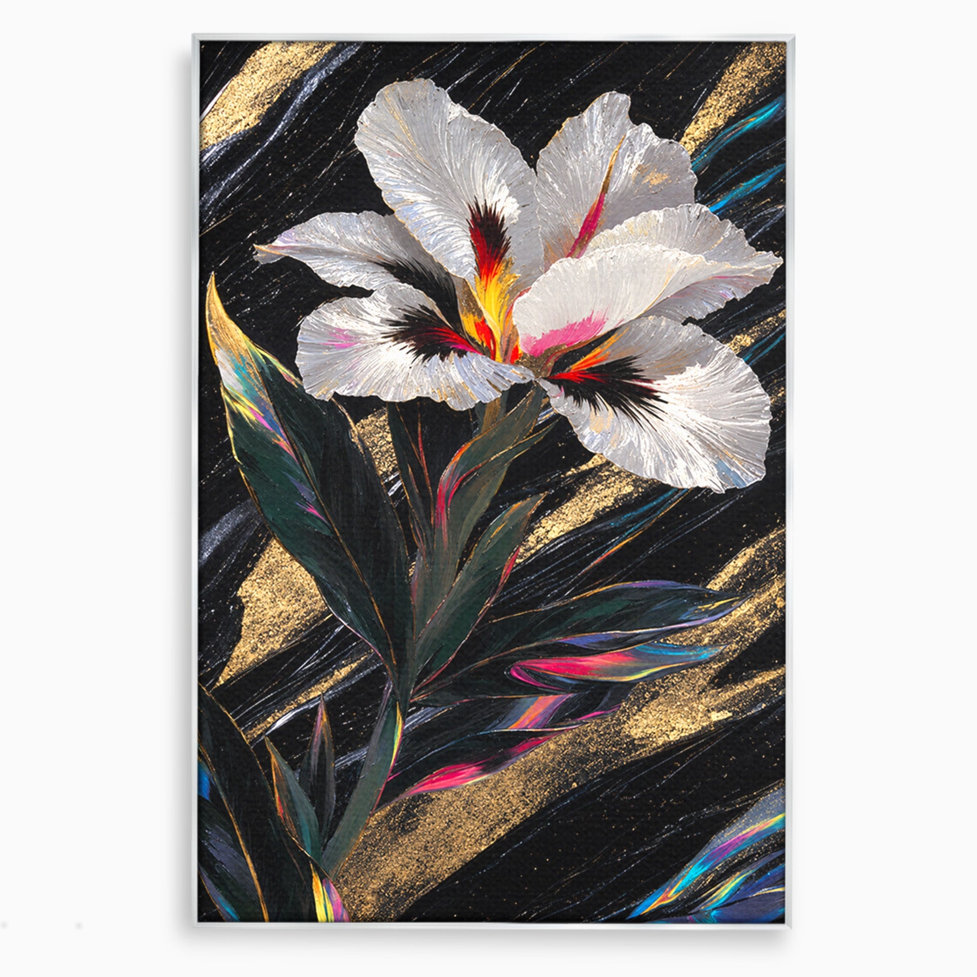 Tablou Canvas Premium LuxCanva® A1822, Iris Imperial, Floare, Natura, Abstract, Eleganta, Living, Culori Vibrante