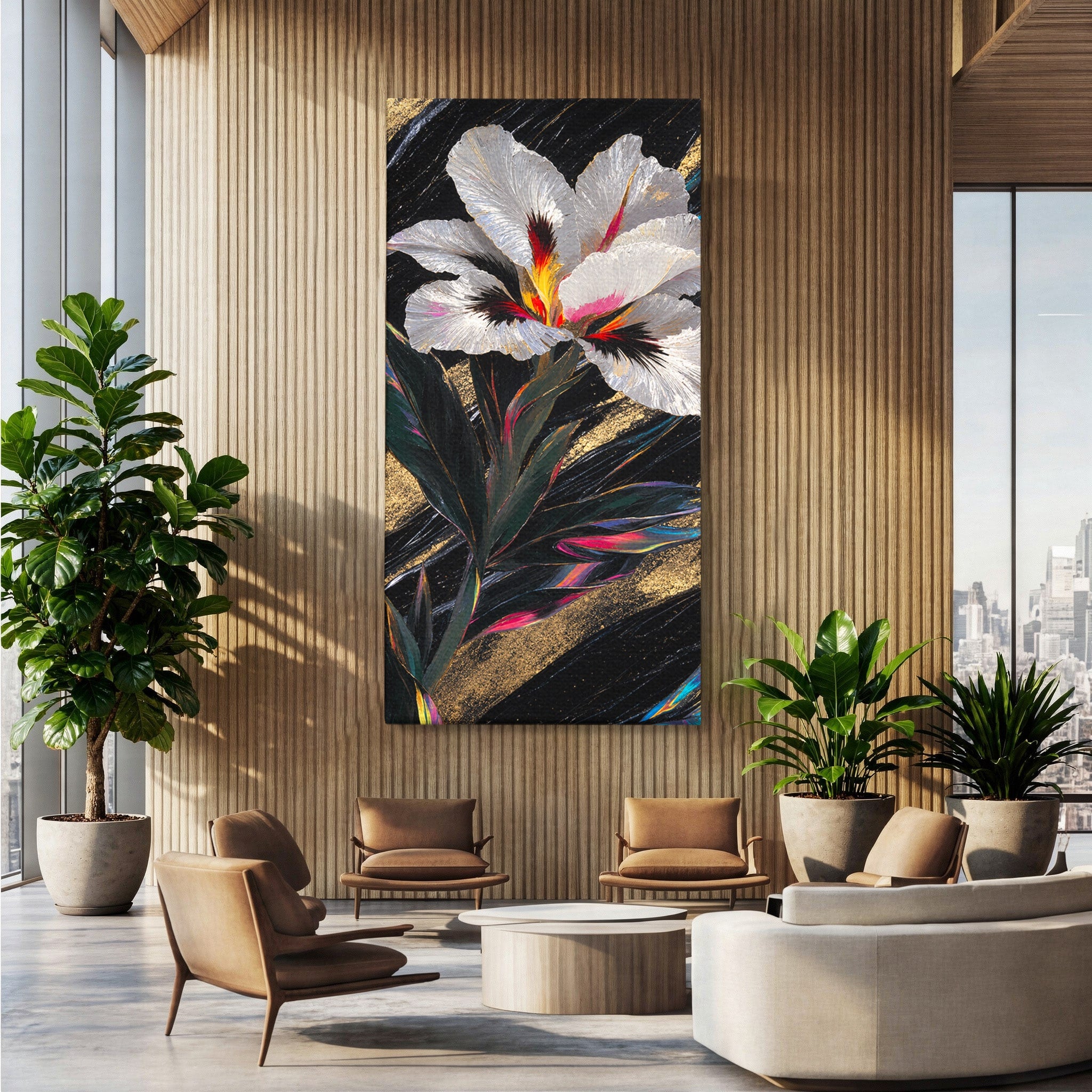 Tablou Canvas Premium LuxCanva® A1822, Iris Imperial, Floare, Natura, Abstract, Eleganta, Living, Culori Vibrante