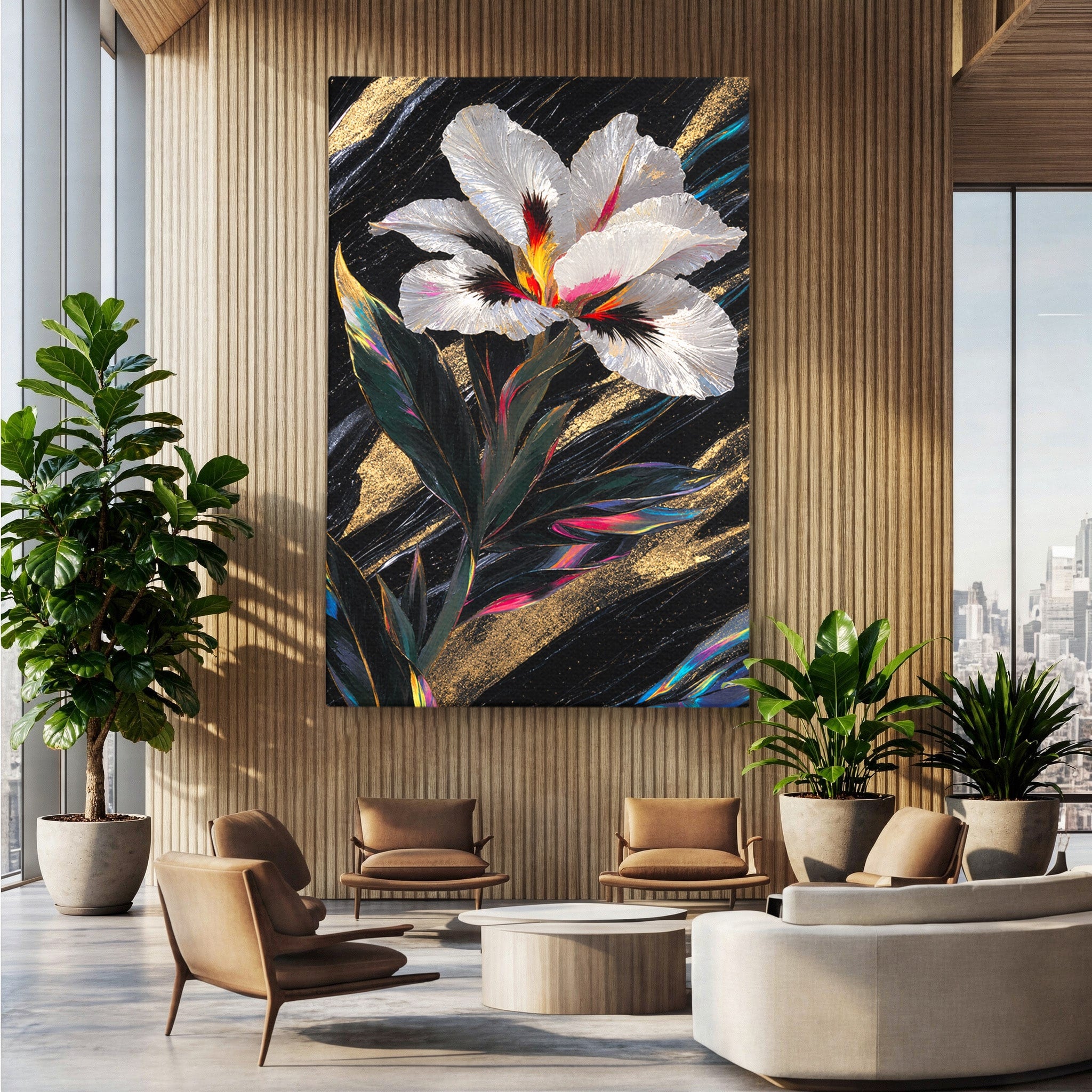 Tablou Canvas Premium LuxCanva® A1822, Iris Imperial, Floare, Natura, Abstract, Eleganta, Living, Culori Vibrante