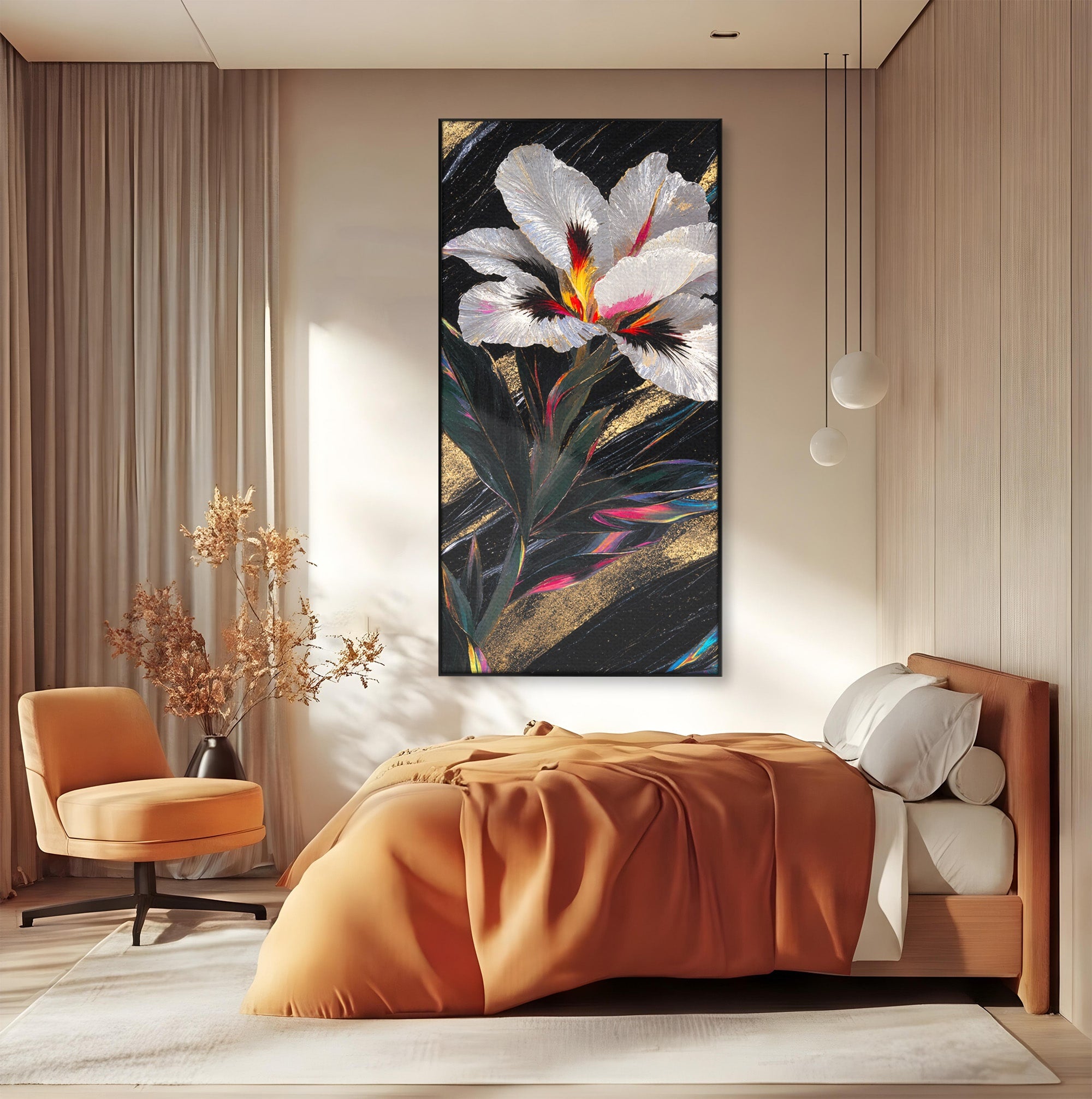 Tablou Canvas Premium LuxCanva® A1822, Iris Imperial, Floare, Natura, Abstract, Eleganta, Living, Culori Vibrante