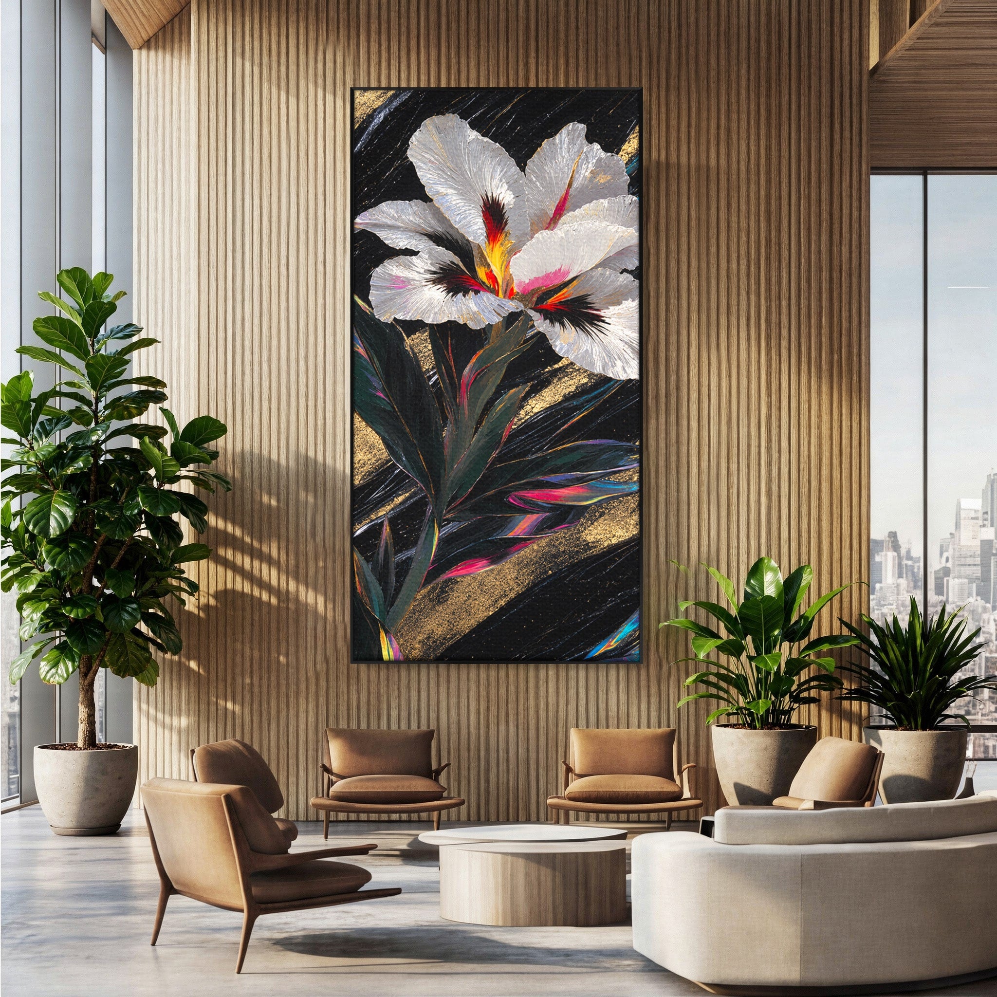 Tablou Canvas Premium LuxCanva® A1822, Iris Imperial, Floare, Natura, Abstract, Eleganta, Living, Culori Vibrante