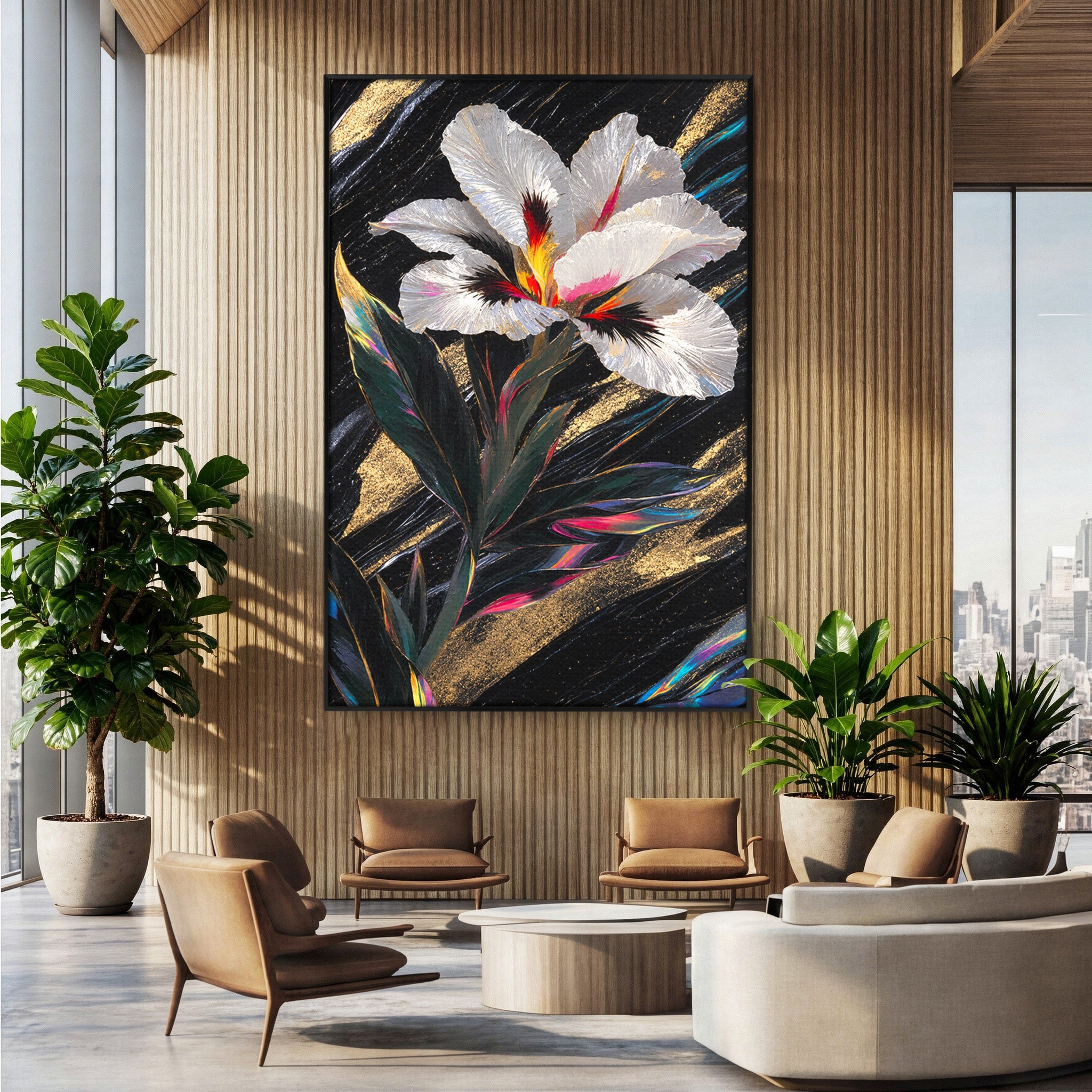 Tablou Canvas Premium LuxCanva® A1822, Iris Imperial, Floare, Natura, Abstract, Eleganta, Living, Culori Vibrante