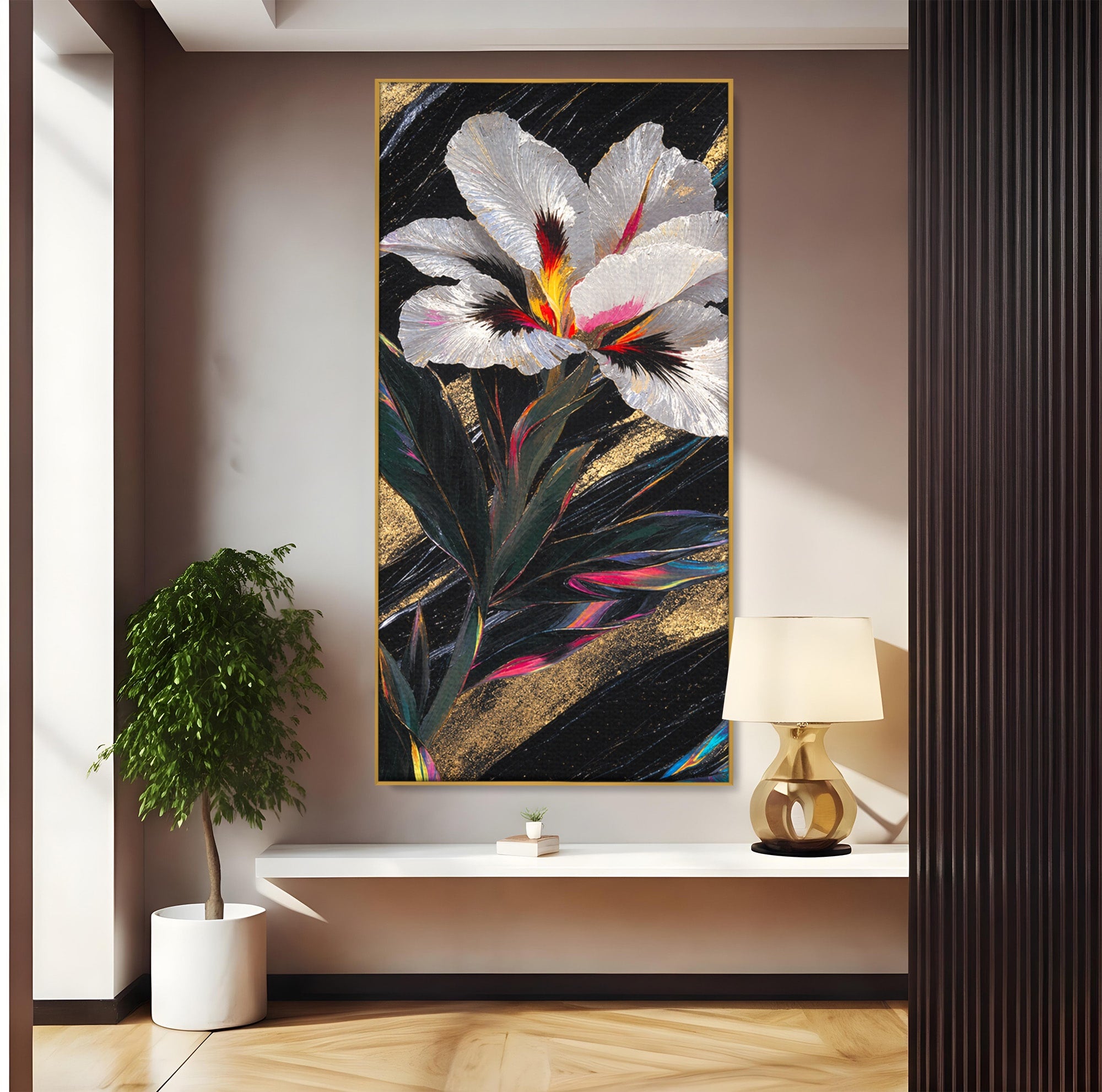 Tablou Canvas Premium LuxCanva® A1822, Iris Imperial, Floare, Natura, Abstract, Eleganta, Living, Culori Vibrante