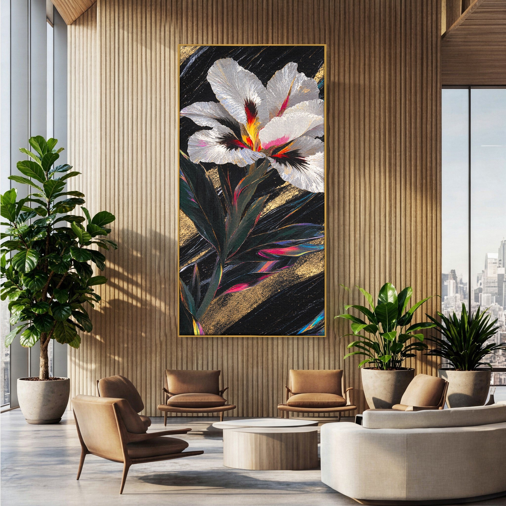 Tablou Canvas Premium LuxCanva® A1822, Iris Imperial, Floare, Natura, Abstract, Eleganta, Living, Culori Vibrante