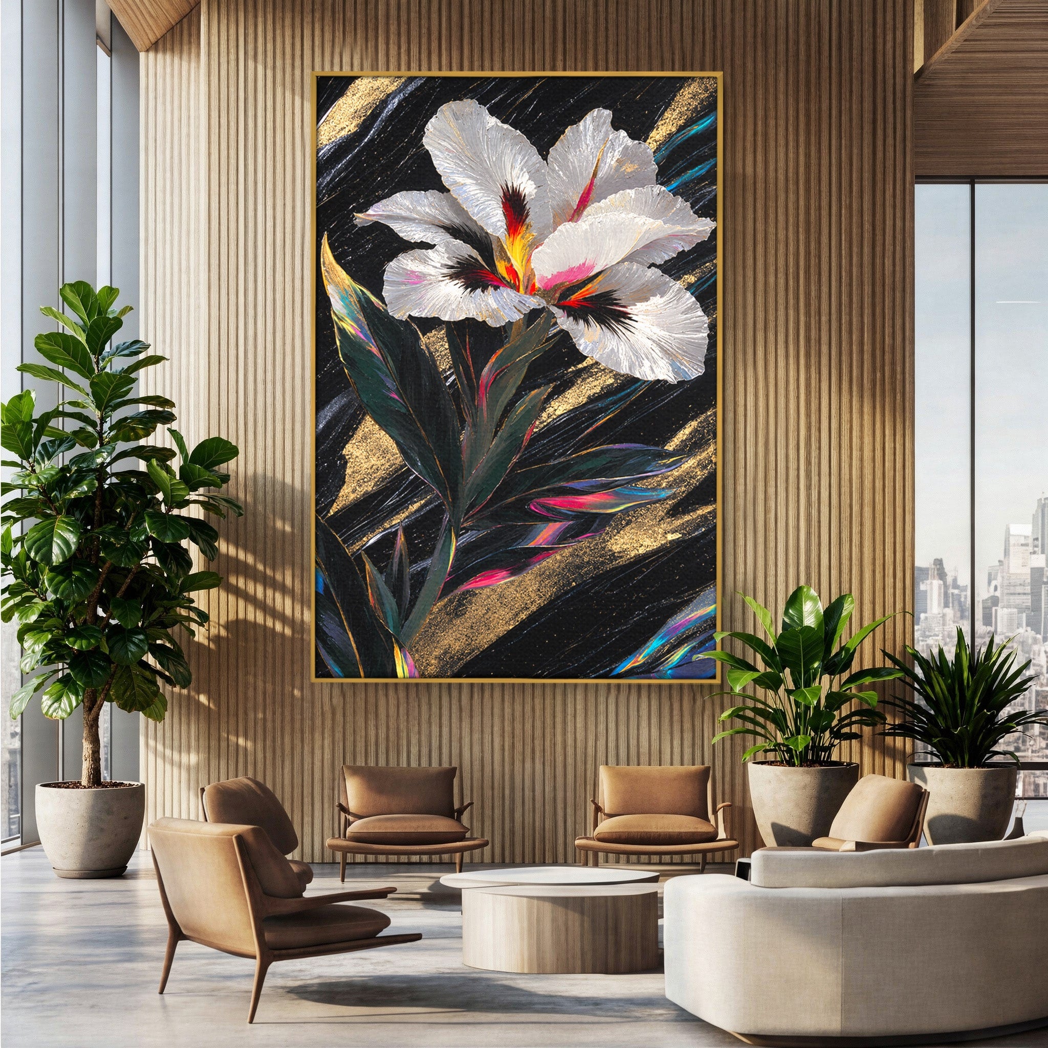 Tablou Canvas Premium LuxCanva® A1822, Iris Imperial, Floare, Natura, Abstract, Eleganta, Living, Culori Vibrante
