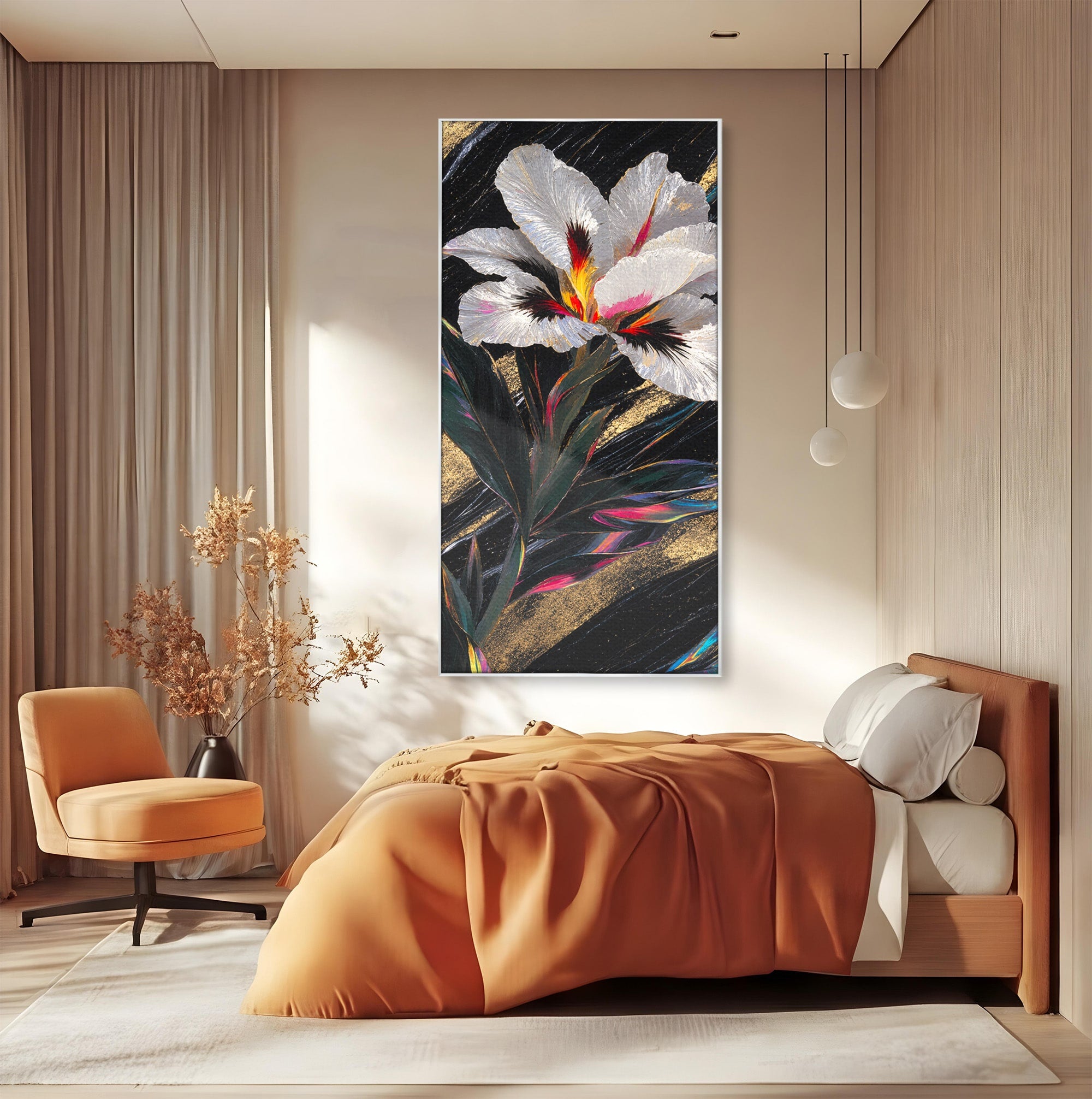Tablou Canvas Premium LuxCanva® A1822, Iris Imperial, Floare, Natura, Abstract, Eleganta, Living, Culori Vibrante