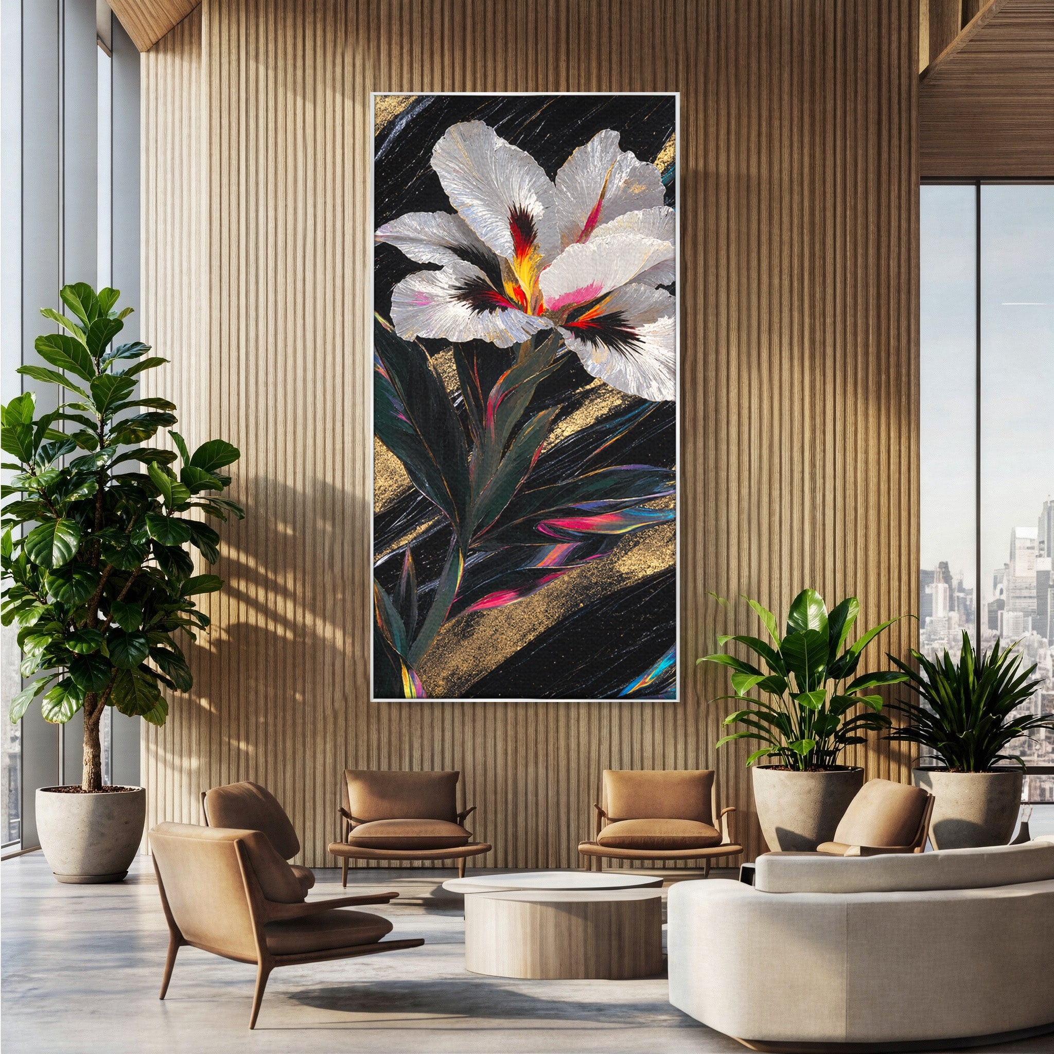 Tablou Canvas Premium LuxCanva® A1822, Iris Imperial, Floare, Natura, Abstract, Eleganta, Living, Culori Vibrante