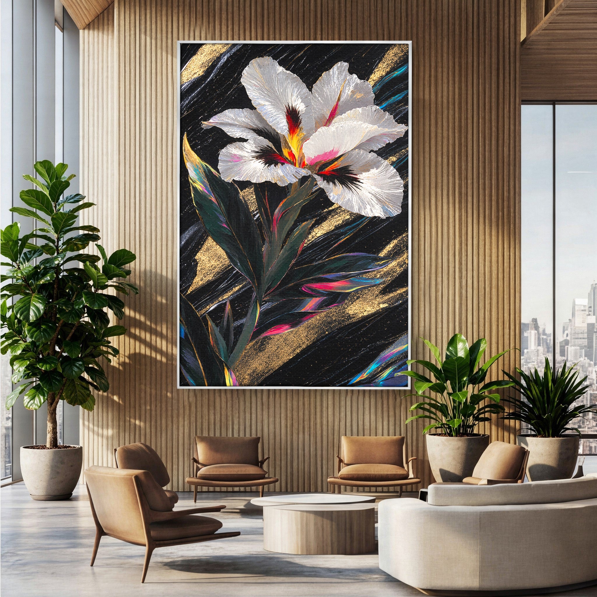 Tablou Canvas Premium LuxCanva® A1822, Iris Imperial, Floare, Natura, Abstract, Eleganta, Living, Culori Vibrante