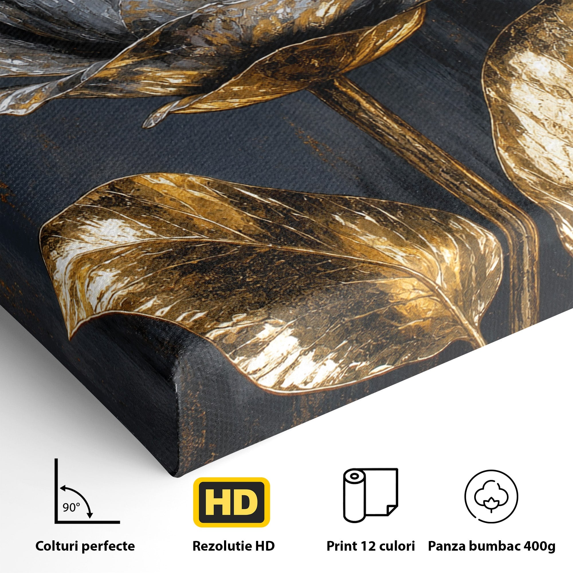 Tablou Canvas Premium LuxCanva® A1823, Trandafir Metalic, Trandafir, Metal, Floral, Modern, Dormitor, Culori Vibrante