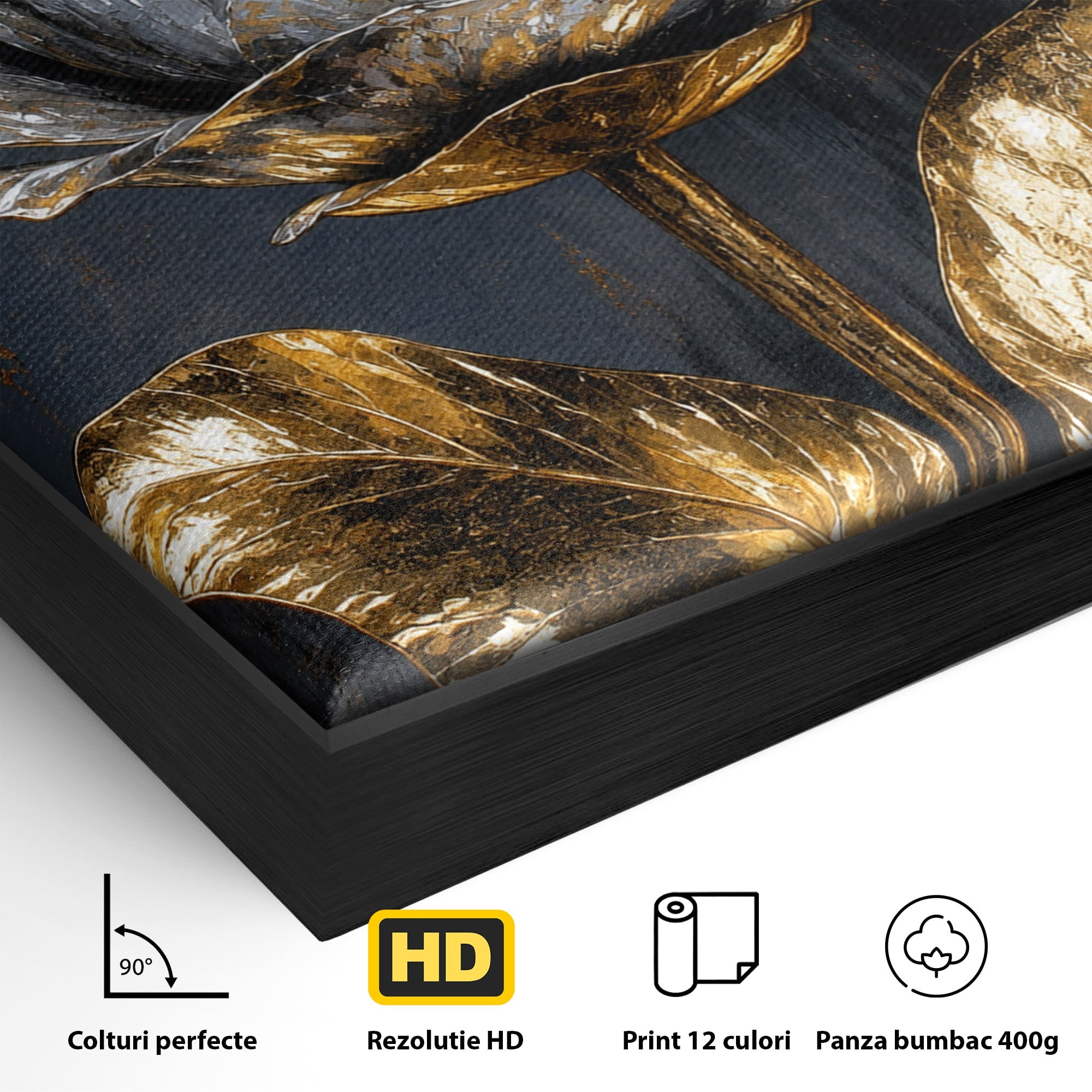 Tablou Canvas Premium LuxCanva® A1823, Trandafir Metalic, Trandafir, Metal, Floral, Modern, Dormitor, Culori Vibrante