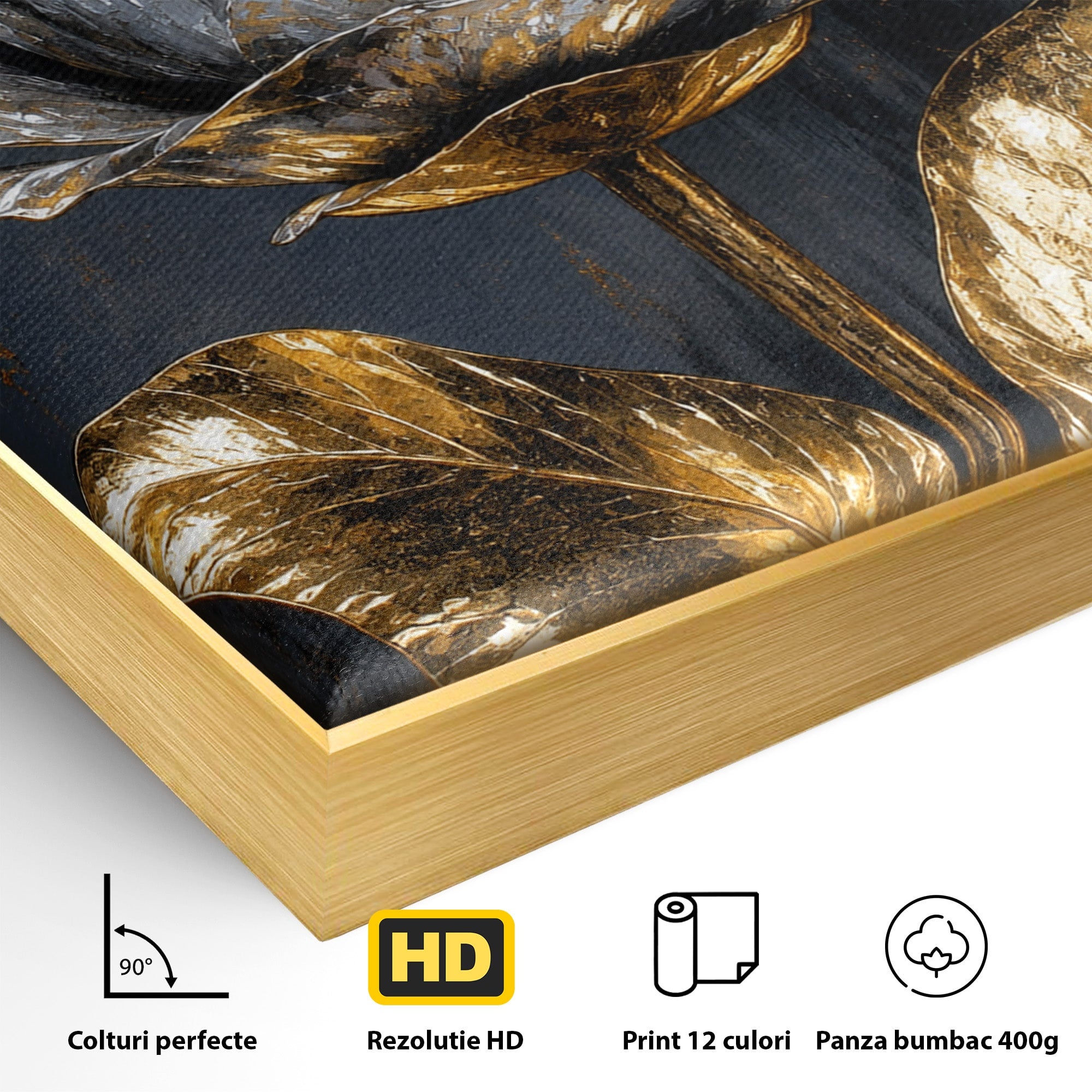 Tablou Canvas Premium LuxCanva® A1823, Trandafir Metalic, Trandafir, Metal, Floral, Modern, Dormitor, Culori Vibrante