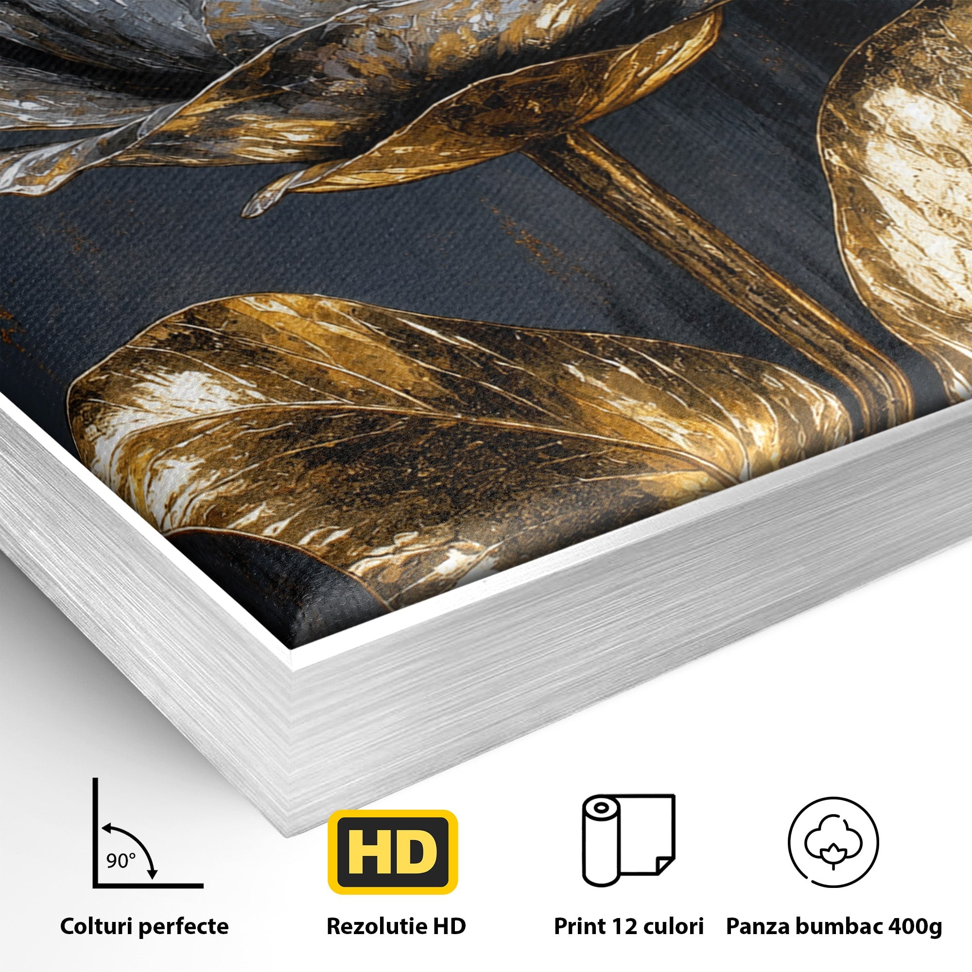 Tablou Canvas Premium LuxCanva® A1823, Trandafir Metalic, Trandafir, Metal, Floral, Modern, Dormitor, Culori Vibrante