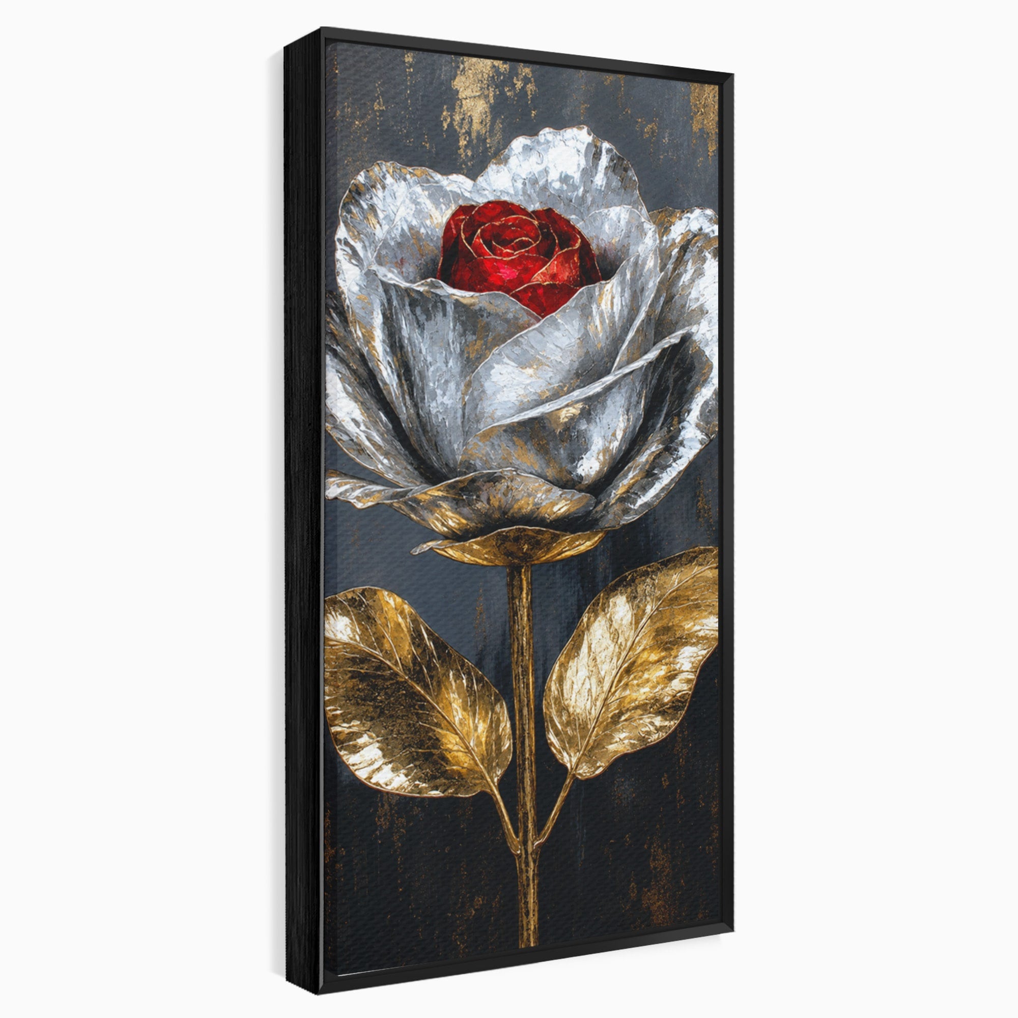 Tablou Canvas Premium LuxCanva® A1823, Trandafir Metalic, Trandafir, Metal, Floral, Modern, Dormitor, Culori Vibrante