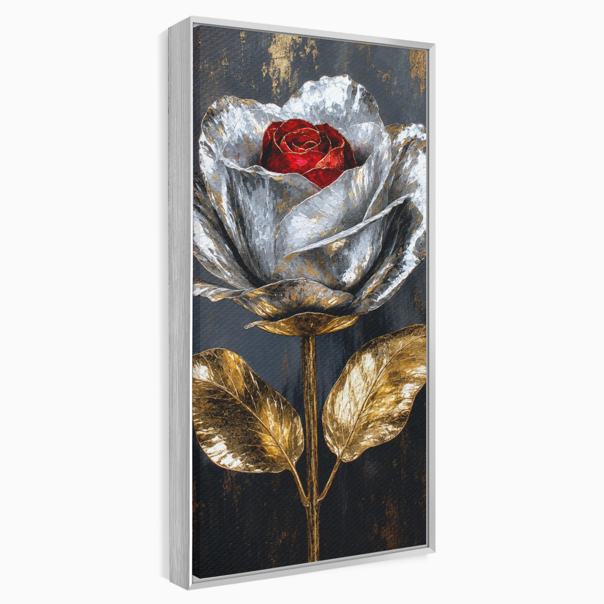 Tablou Canvas Premium LuxCanva® A1823, Trandafir Metalic, Trandafir, Metal, Floral, Modern, Dormitor, Culori Vibrante