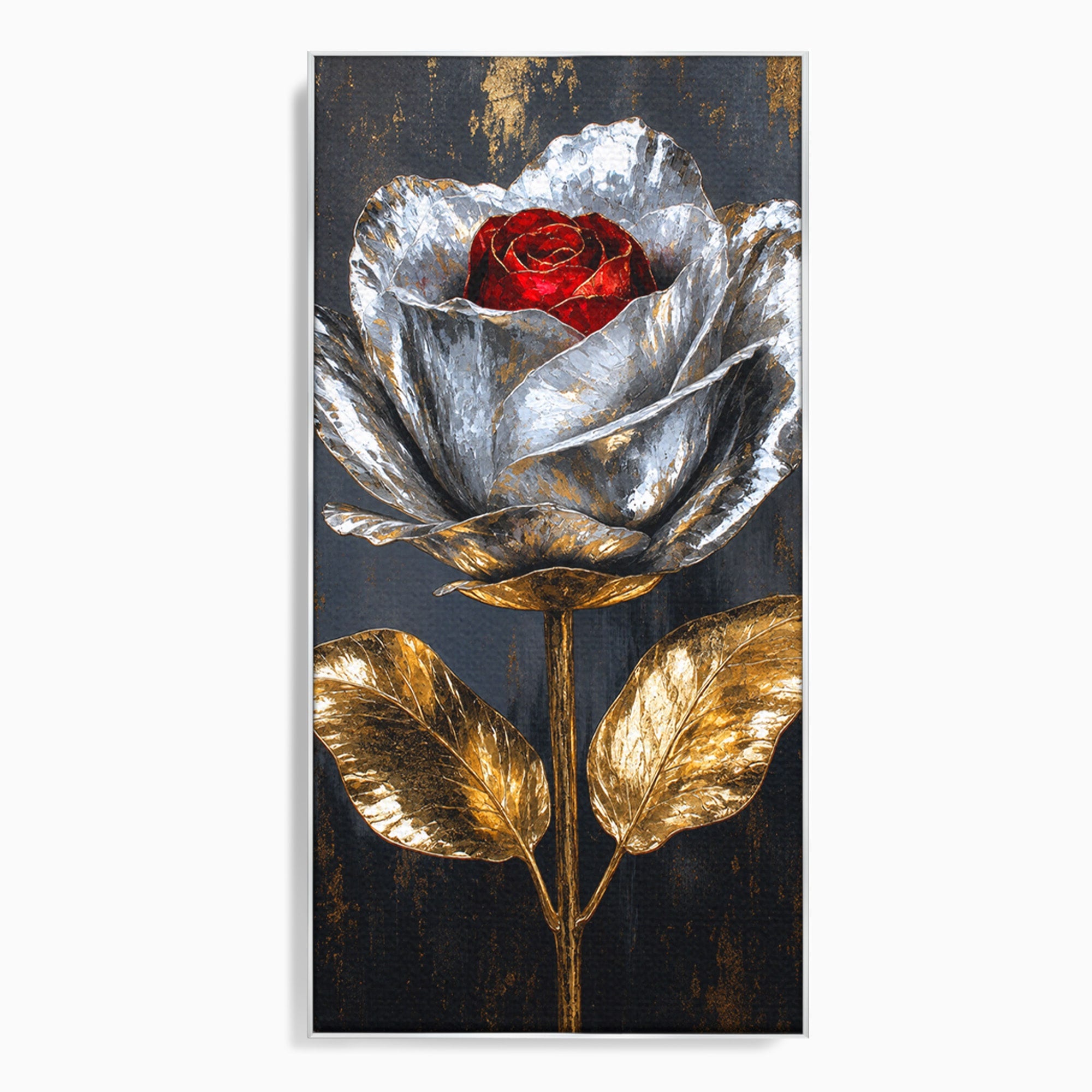 Tablou Canvas Premium LuxCanva® A1823, Trandafir Metalic, Trandafir, Metal, Floral, Modern, Dormitor, Culori Vibrante