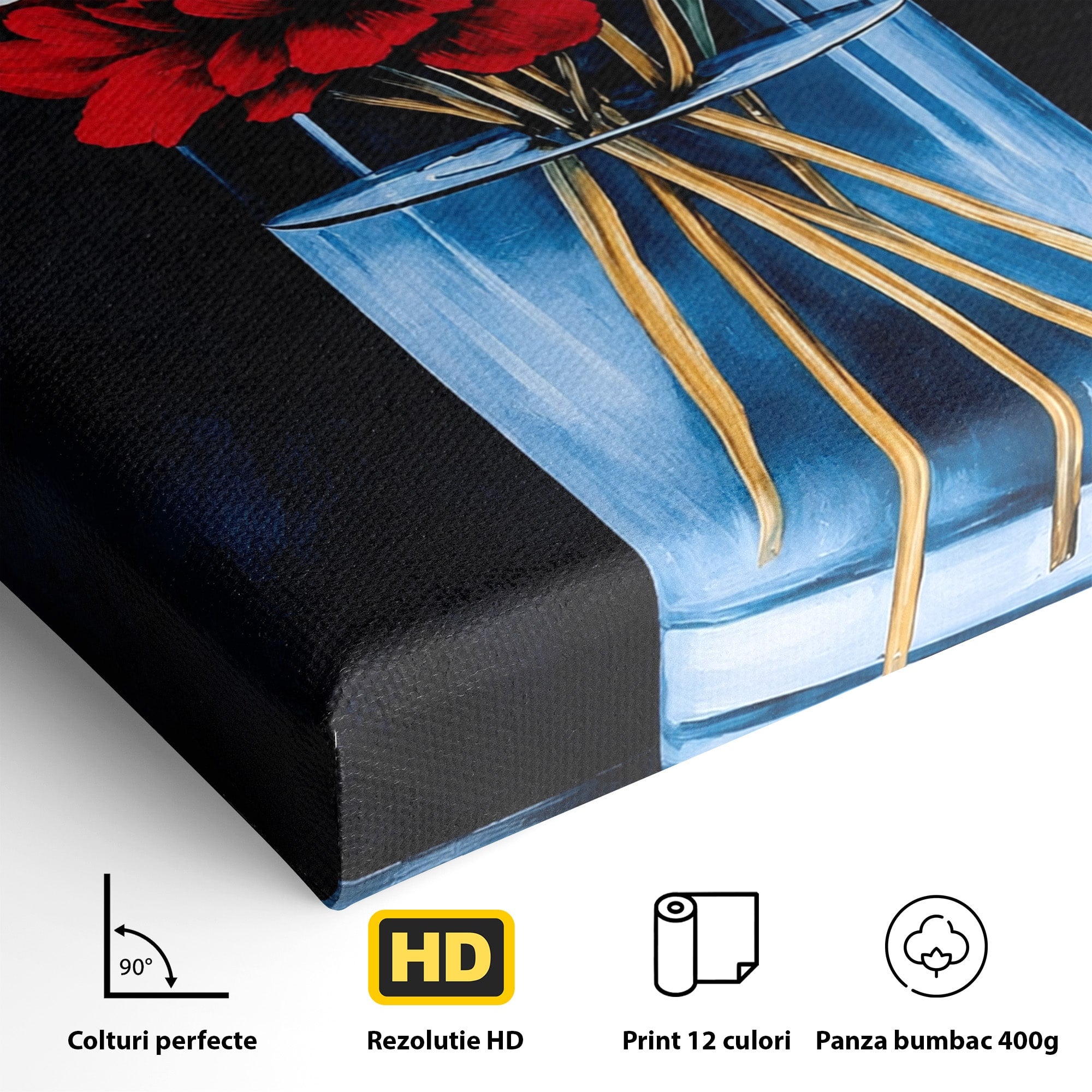 Tablou Canvas Premium LuxCanva® A1825, Buchet De Pivonii, Flori, Vaza, Eleganta, Dormitor, Living, Culori Vibrante
