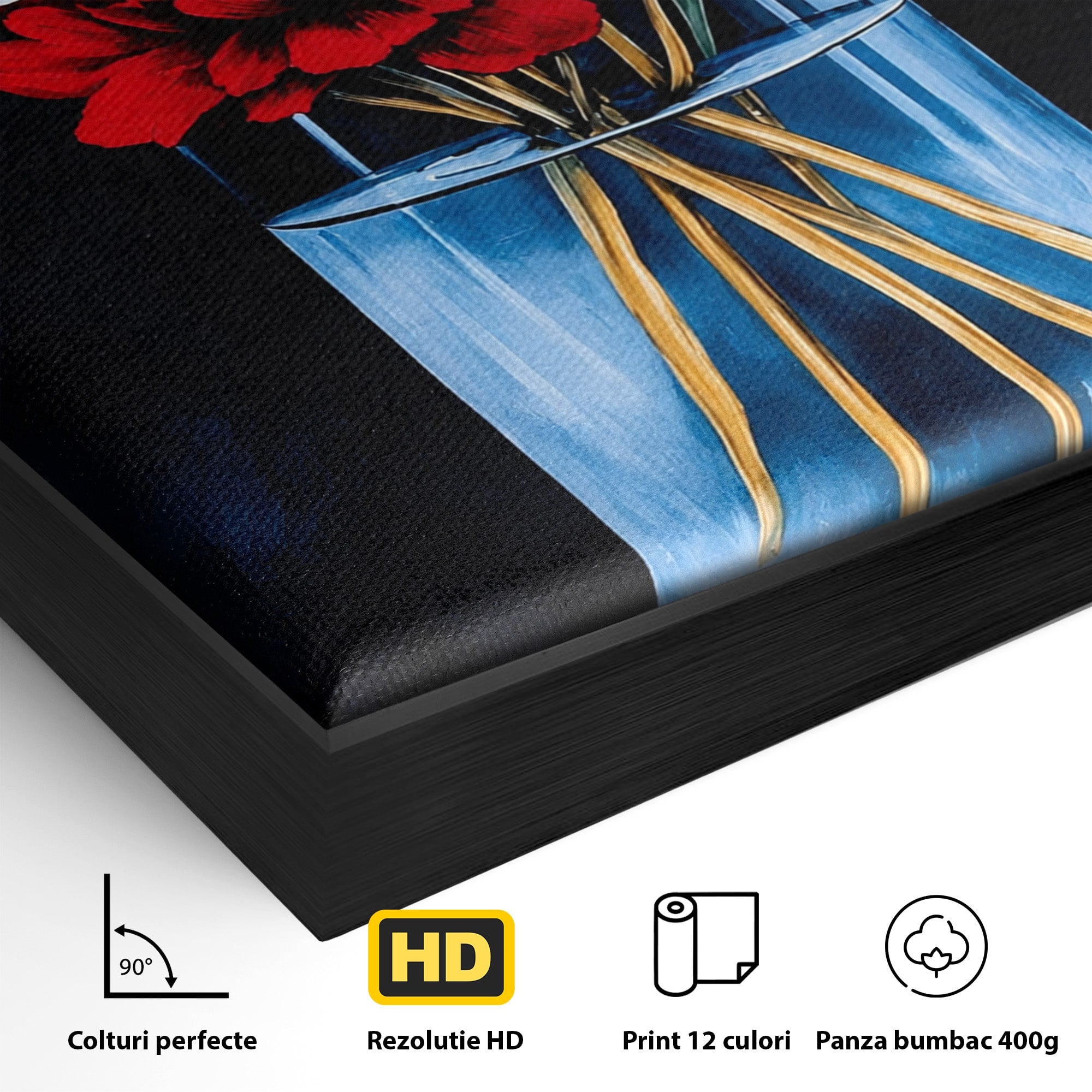 Tablou Canvas Premium LuxCanva® A1825, Buchet De Pivonii, Flori, Vaza, Eleganta, Dormitor, Living, Culori Vibrante