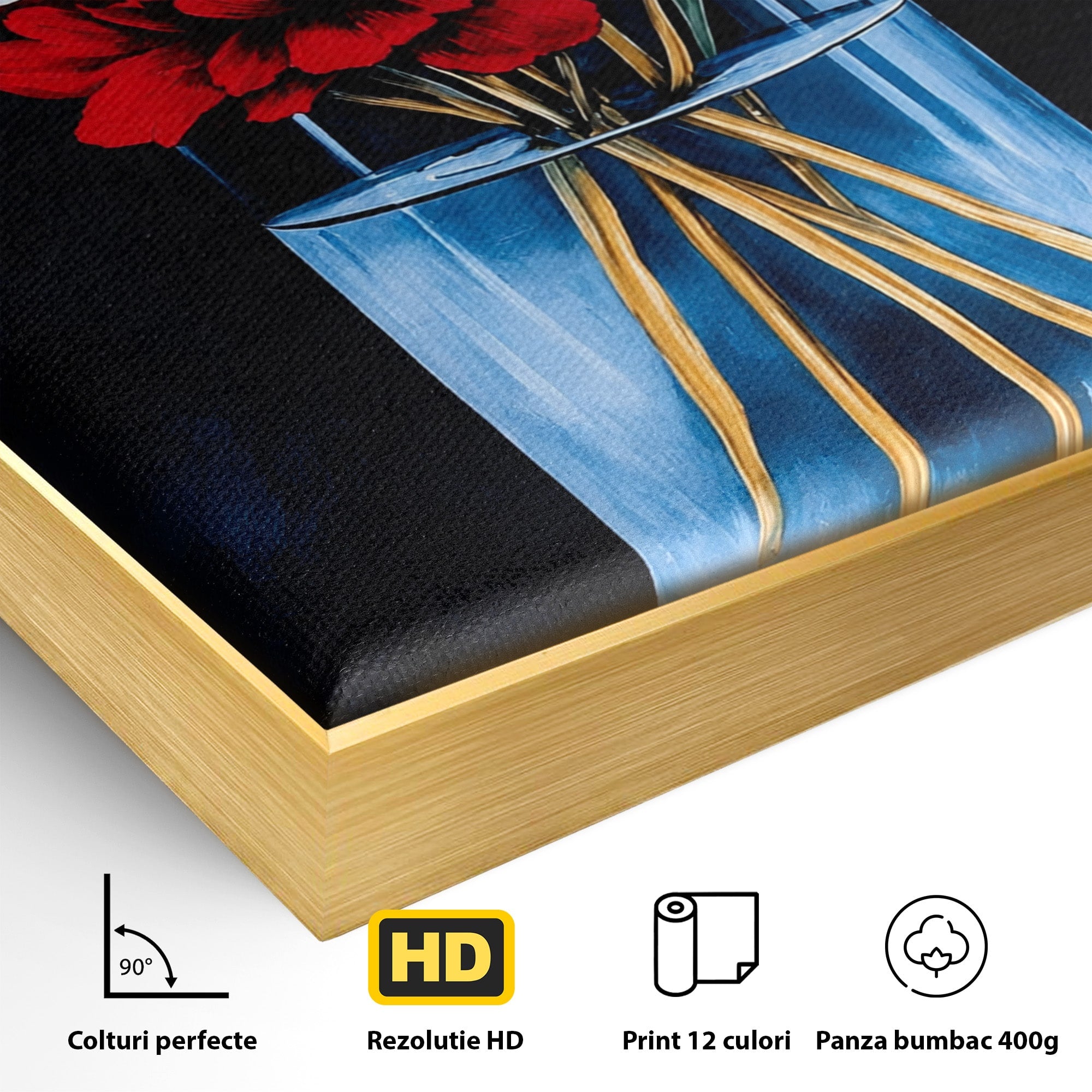 Tablou Canvas Premium LuxCanva® A1825, Buchet De Pivonii, Flori, Vaza, Eleganta, Dormitor, Living, Culori Vibrante