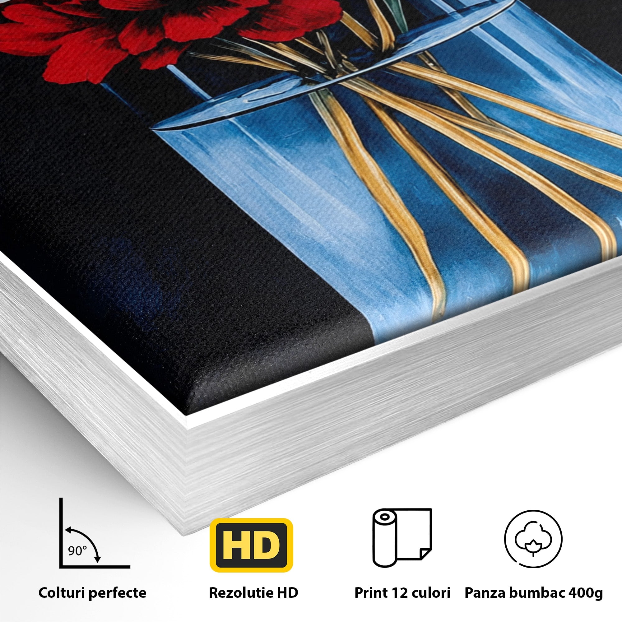 Tablou Canvas Premium LuxCanva® A1825, Buchet De Pivonii, Flori, Vaza, Eleganta, Dormitor, Living, Culori Vibrante