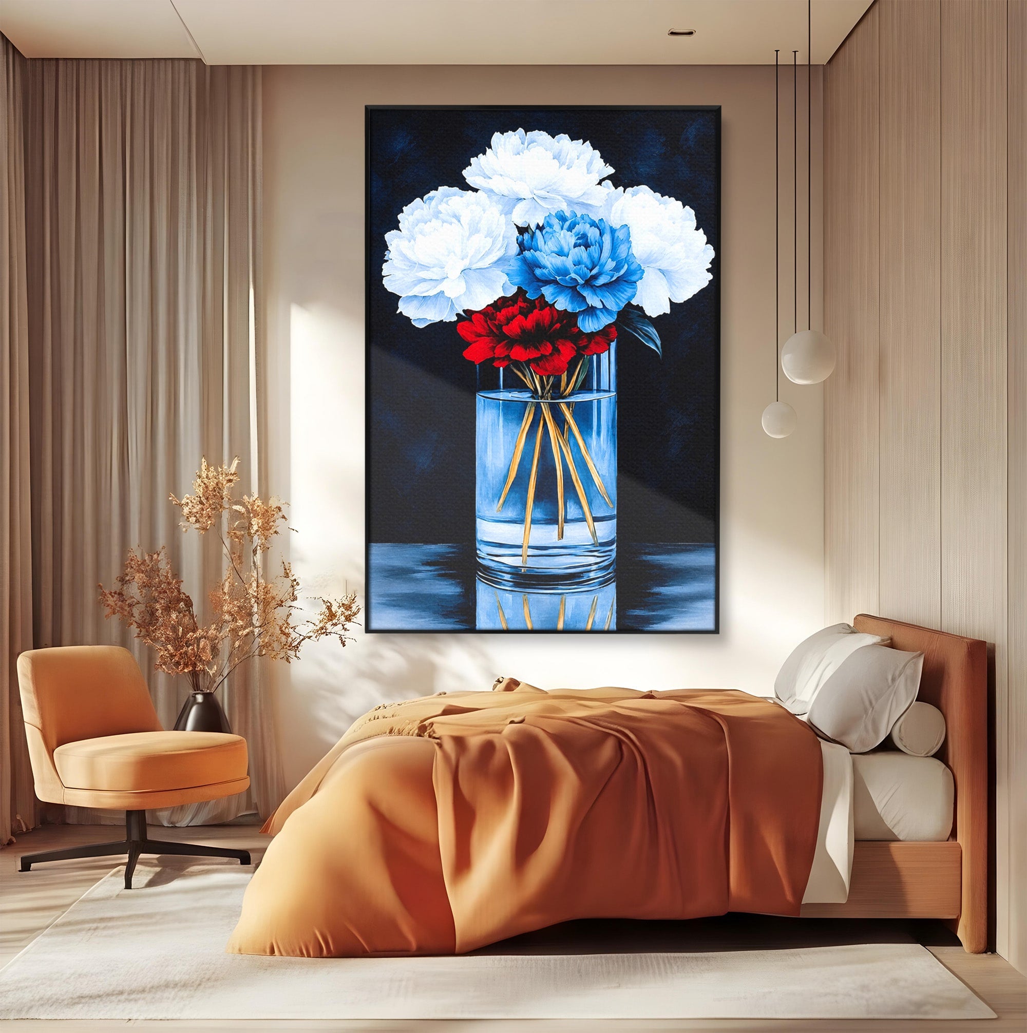 Tablou Canvas Premium LuxCanva® A1825, Buchet De Pivonii, Flori, Vaza, Eleganta, Dormitor, Living, Culori Vibrante