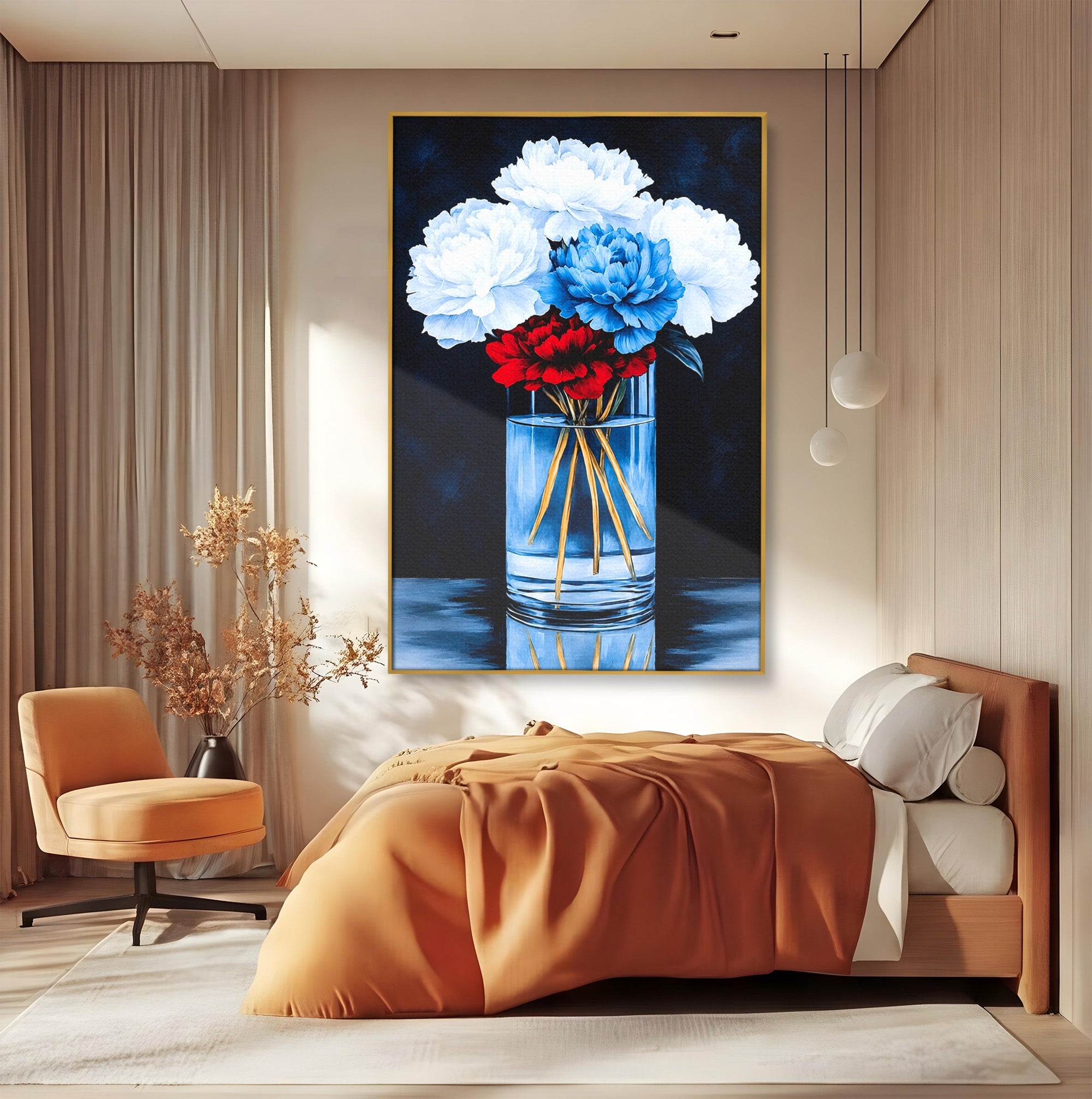 Tablou Canvas Premium LuxCanva® A1825, Buchet De Pivonii, Flori, Vaza, Eleganta, Dormitor, Living, Culori Vibrante