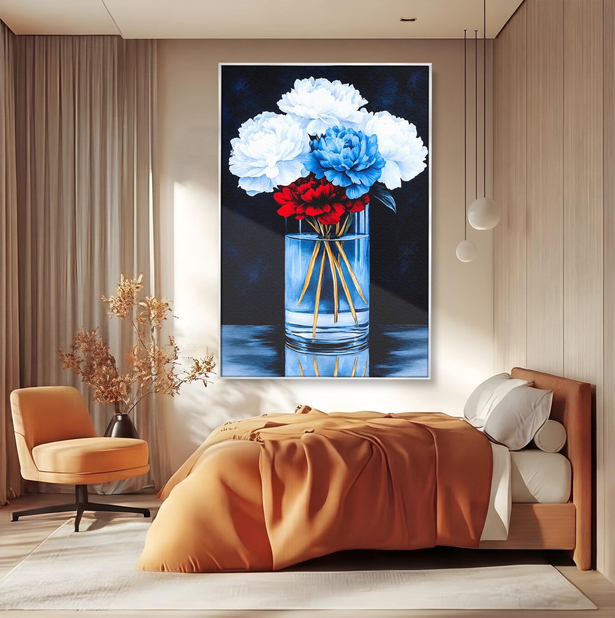 Tablou Canvas Premium LuxCanva® A1825, Buchet De Pivonii, Flori, Vaza, Eleganta, Dormitor, Living, Culori Vibrante