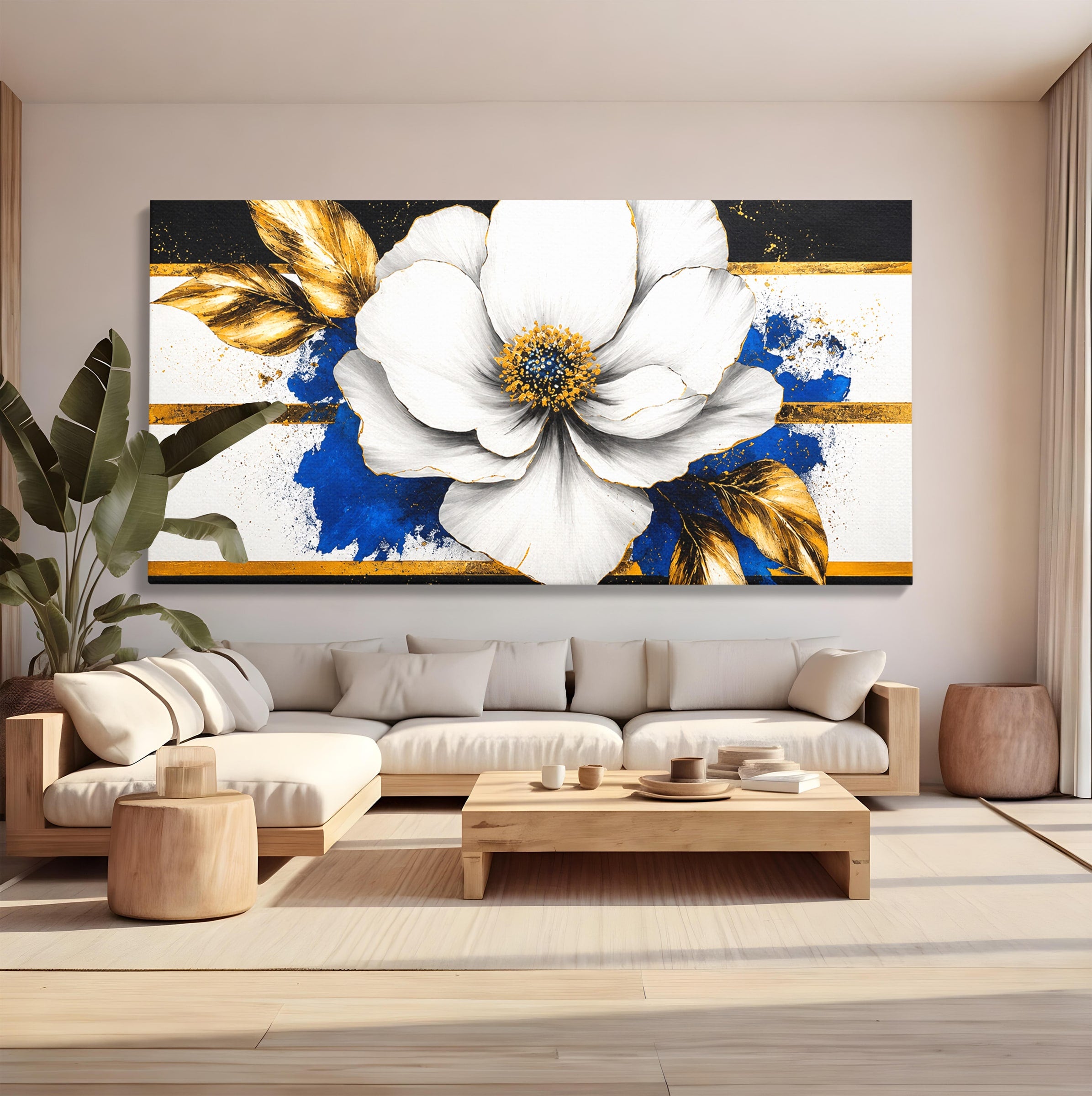 Tablou Canvas Premium LuxCanva® A1826, Splendoare în Alb, Floare, Abstract, Modern, Eleganta, Living, Dormitor, Culori Vibrante
