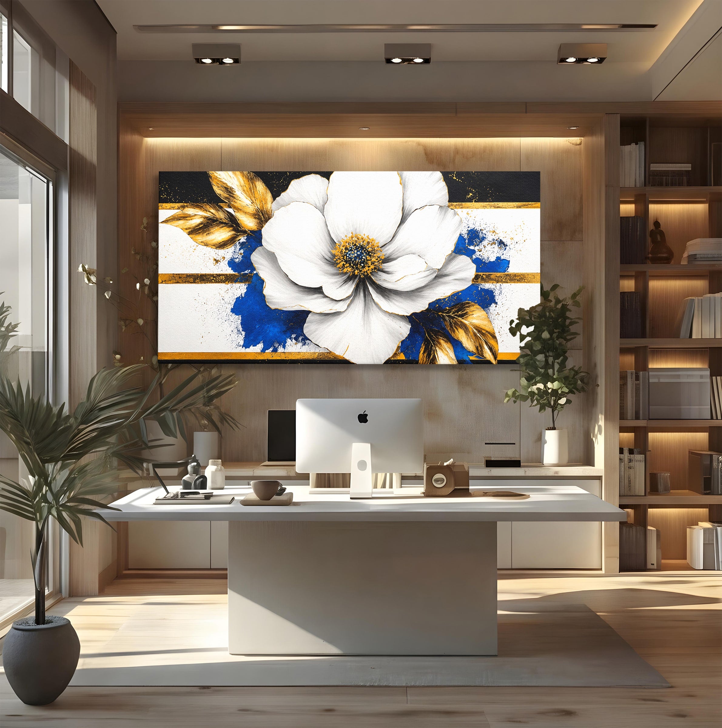 Tablou Canvas Premium LuxCanva® A1826, Splendoare în Alb, Floare, Abstract, Modern, Eleganta, Living, Dormitor, Culori Vibrante