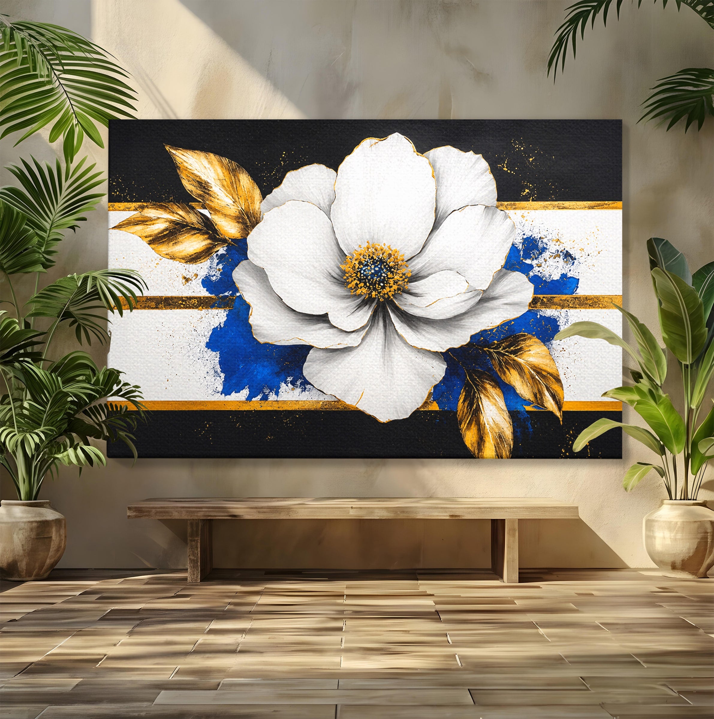 Tablou Canvas Premium LuxCanva® A1826, Splendoare în Alb, Floare, Abstract, Modern, Eleganta, Living, Dormitor, Culori Vibrante
