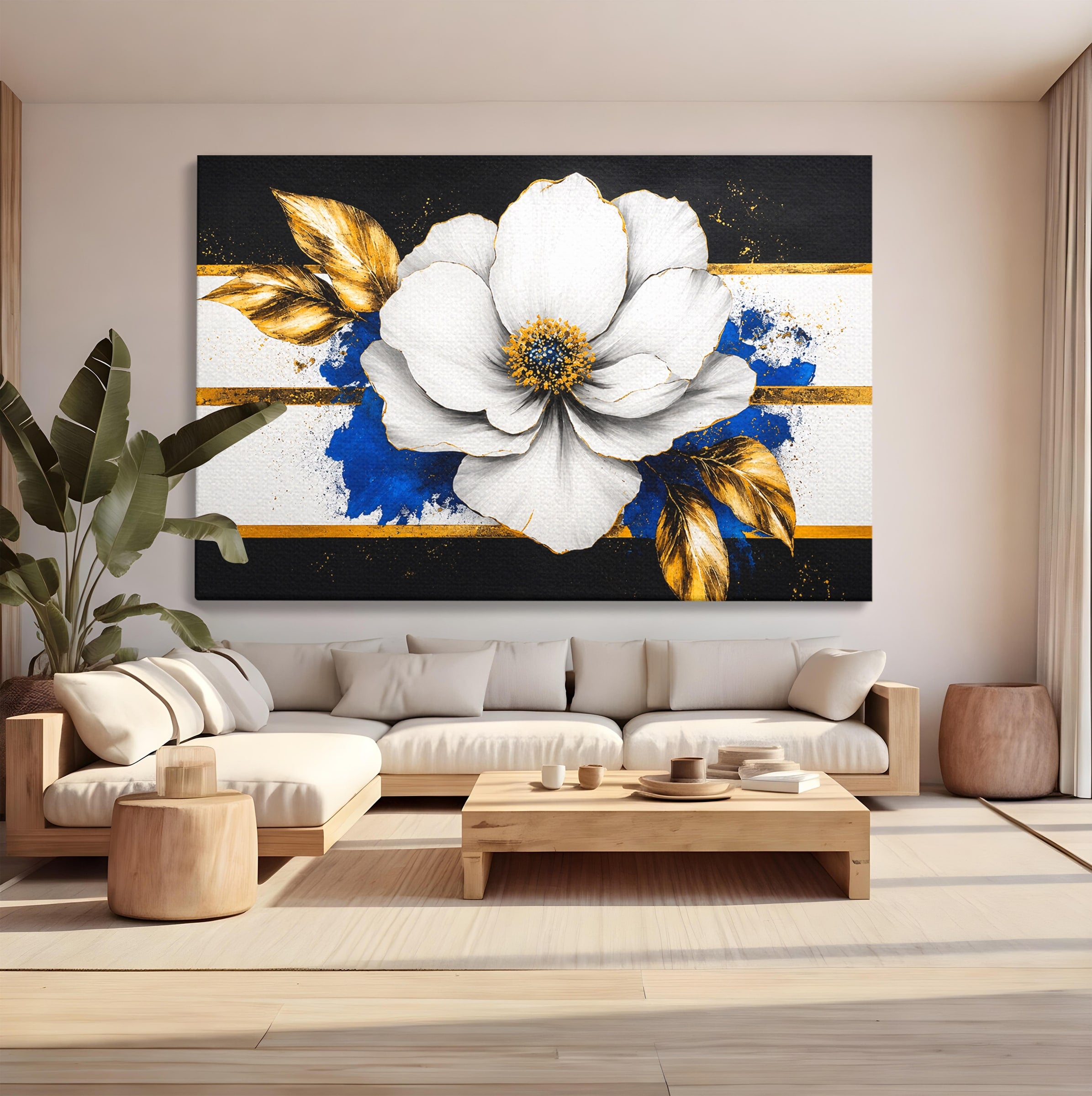 Tablou Canvas Premium LuxCanva® A1826, Splendoare în Alb, Floare, Abstract, Modern, Eleganta, Living, Dormitor, Culori Vibrante