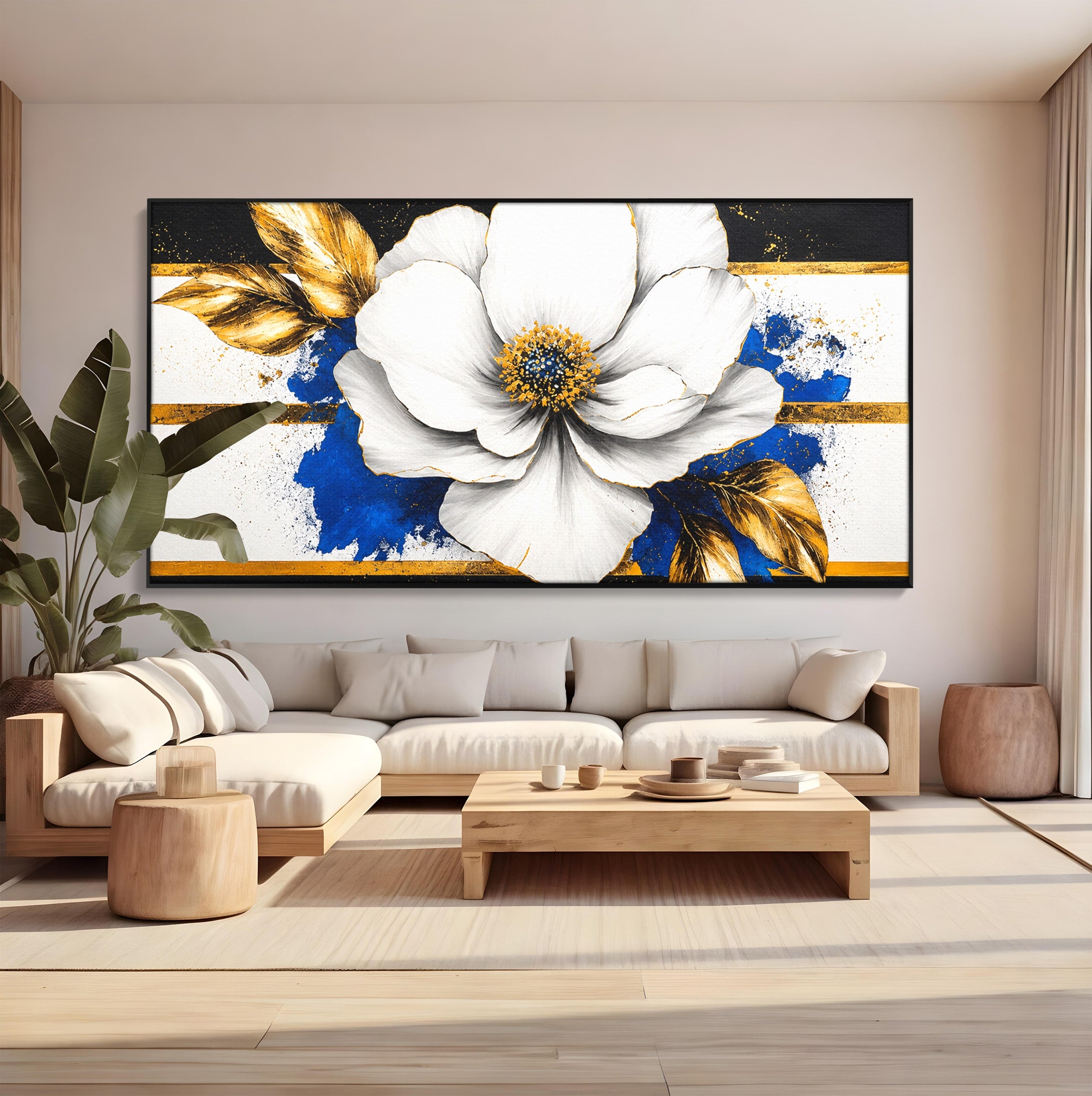 Tablou Canvas Premium LuxCanva® A1826, Splendoare în Alb, Floare, Abstract, Modern, Eleganta, Living, Dormitor, Culori Vibrante