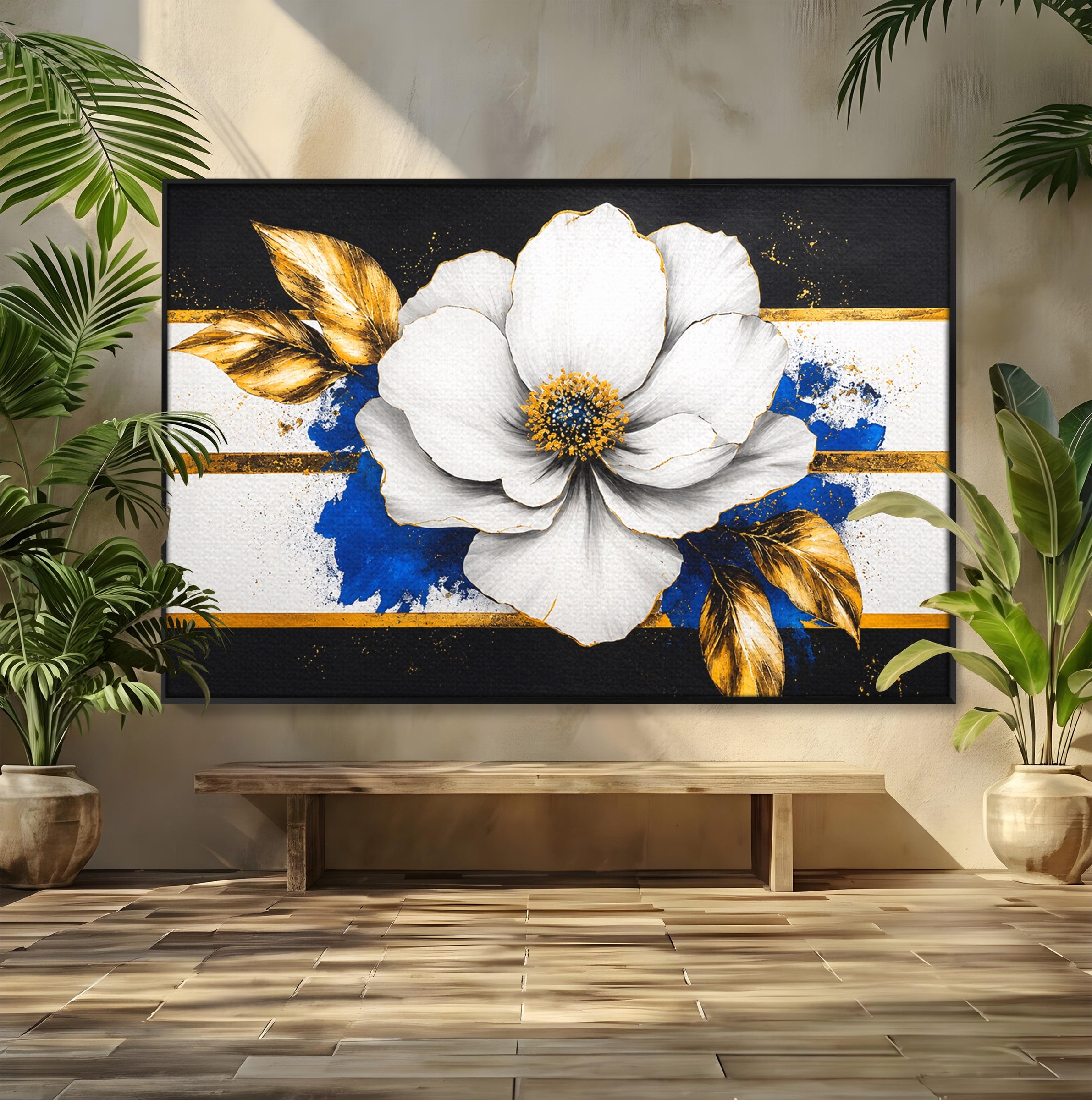 Tablou Canvas Premium LuxCanva® A1826, Splendoare în Alb, Floare, Abstract, Modern, Eleganta, Living, Dormitor, Culori Vibrante