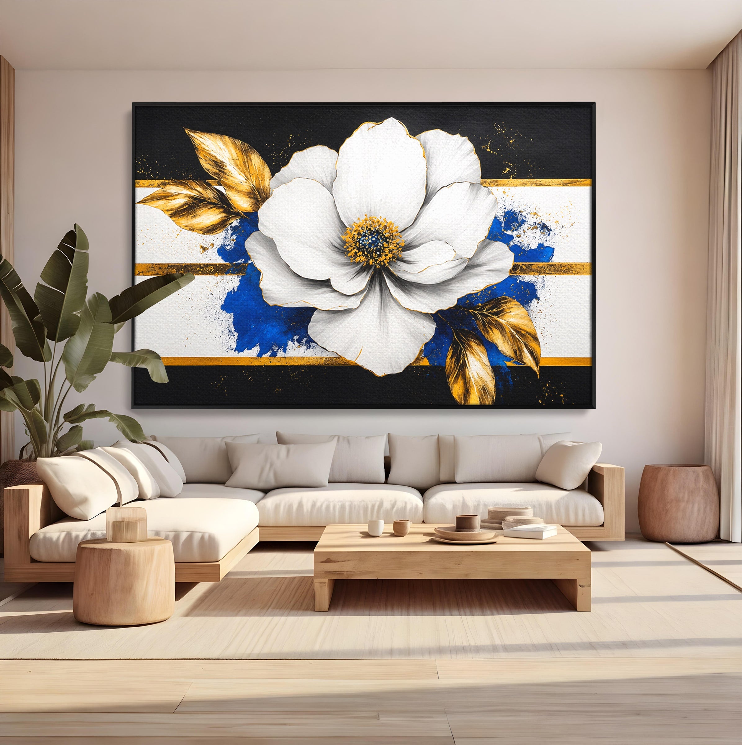 Tablou Canvas Premium LuxCanva® A1826, Splendoare în Alb, Floare, Abstract, Modern, Eleganta, Living, Dormitor, Culori Vibrante