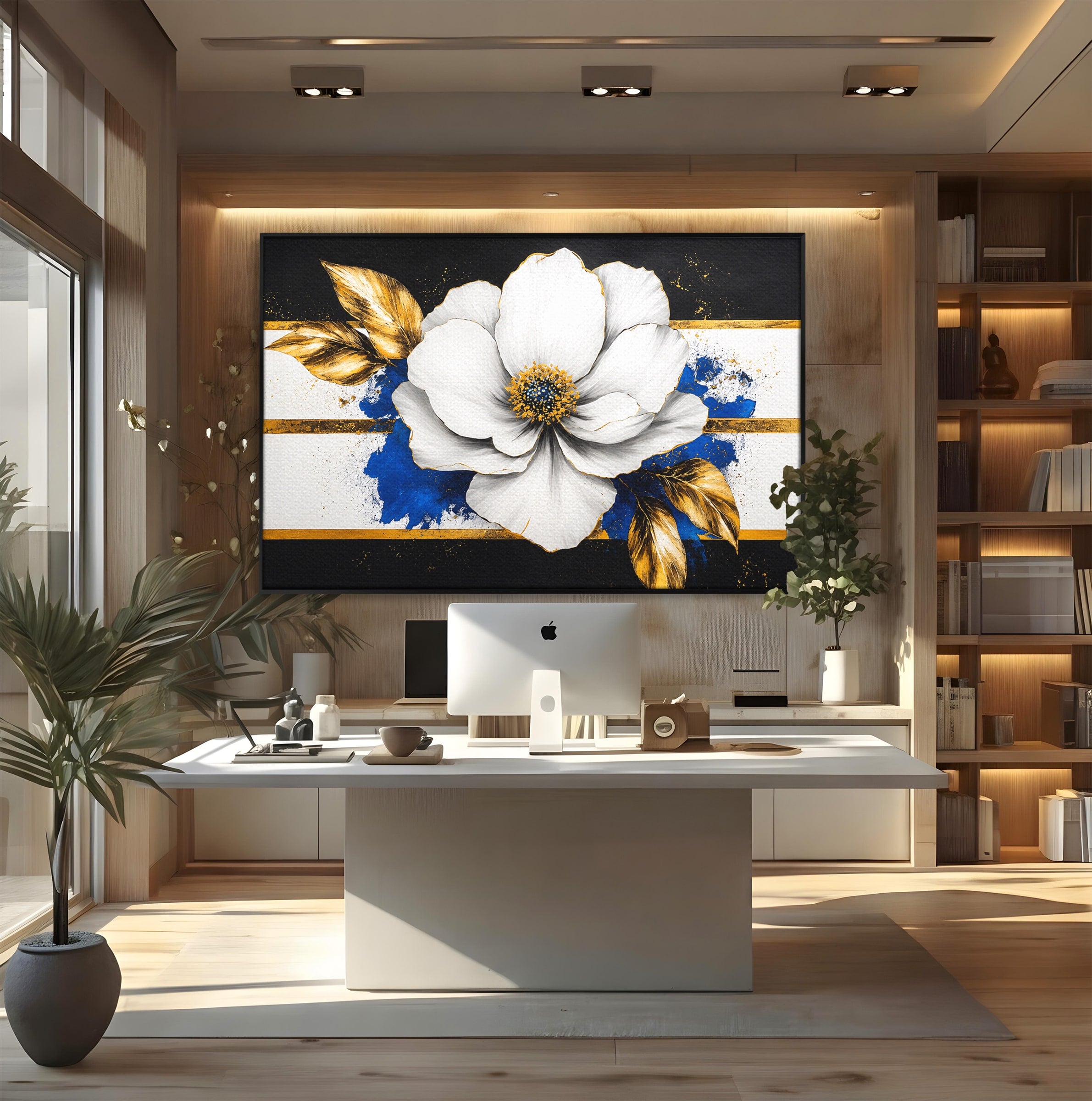 Tablou Canvas Premium LuxCanva® A1826, Splendoare în Alb, Floare, Abstract, Modern, Eleganta, Living, Dormitor, Culori Vibrante