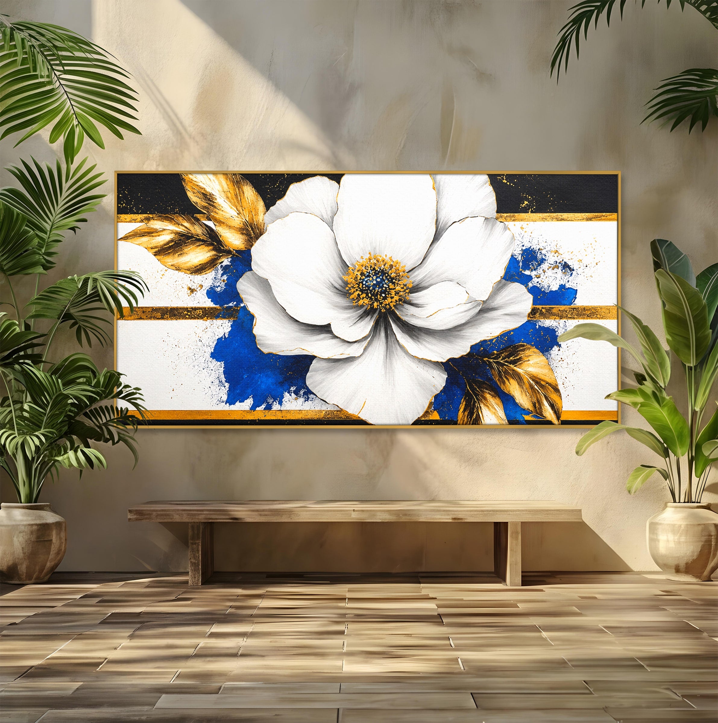 Tablou Canvas Premium LuxCanva® A1826, Splendoare în Alb, Floare, Abstract, Modern, Eleganta, Living, Dormitor, Culori Vibrante