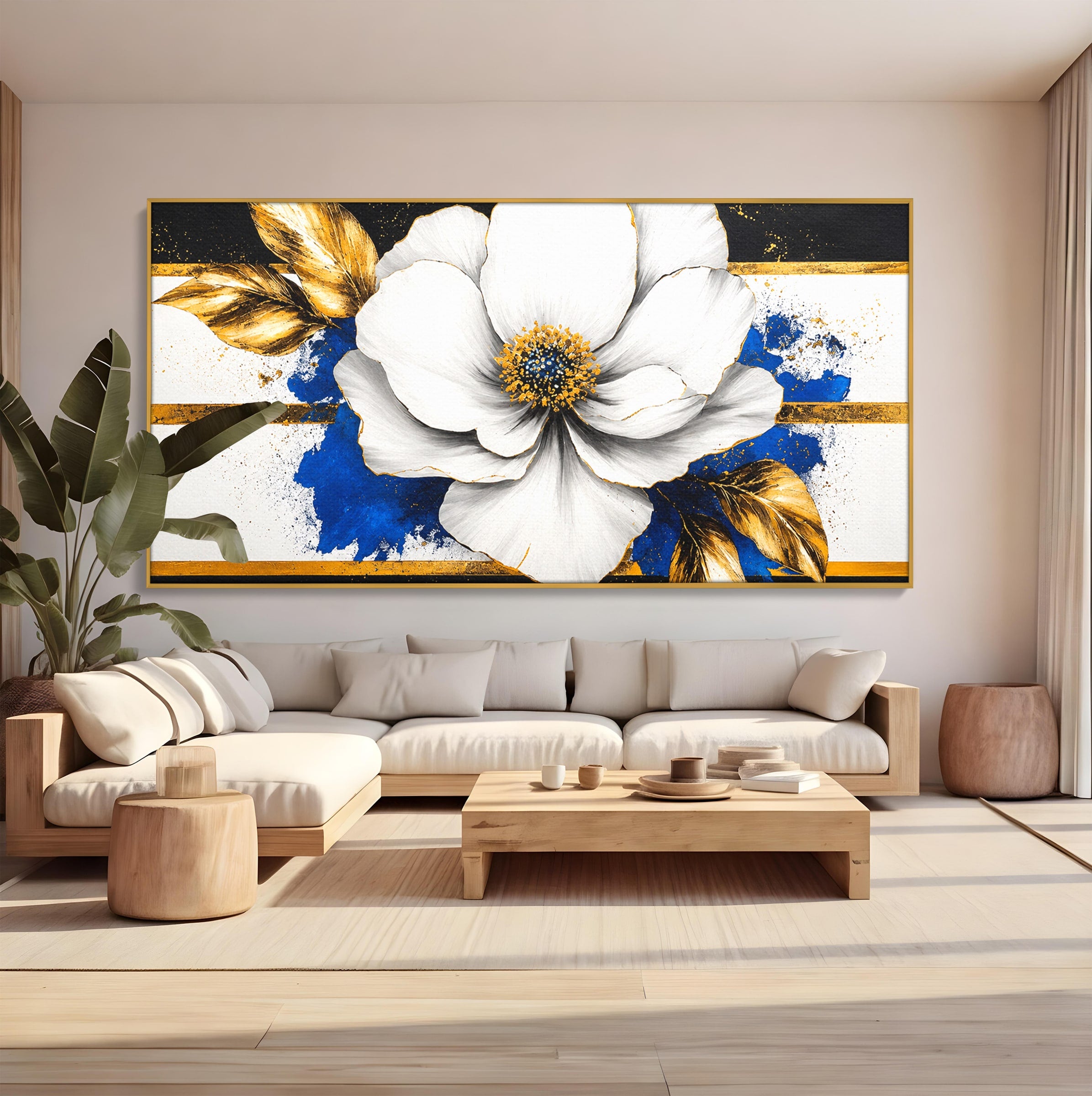 Tablou Canvas Premium LuxCanva® A1826, Splendoare în Alb, Floare, Abstract, Modern, Eleganta, Living, Dormitor, Culori Vibrante