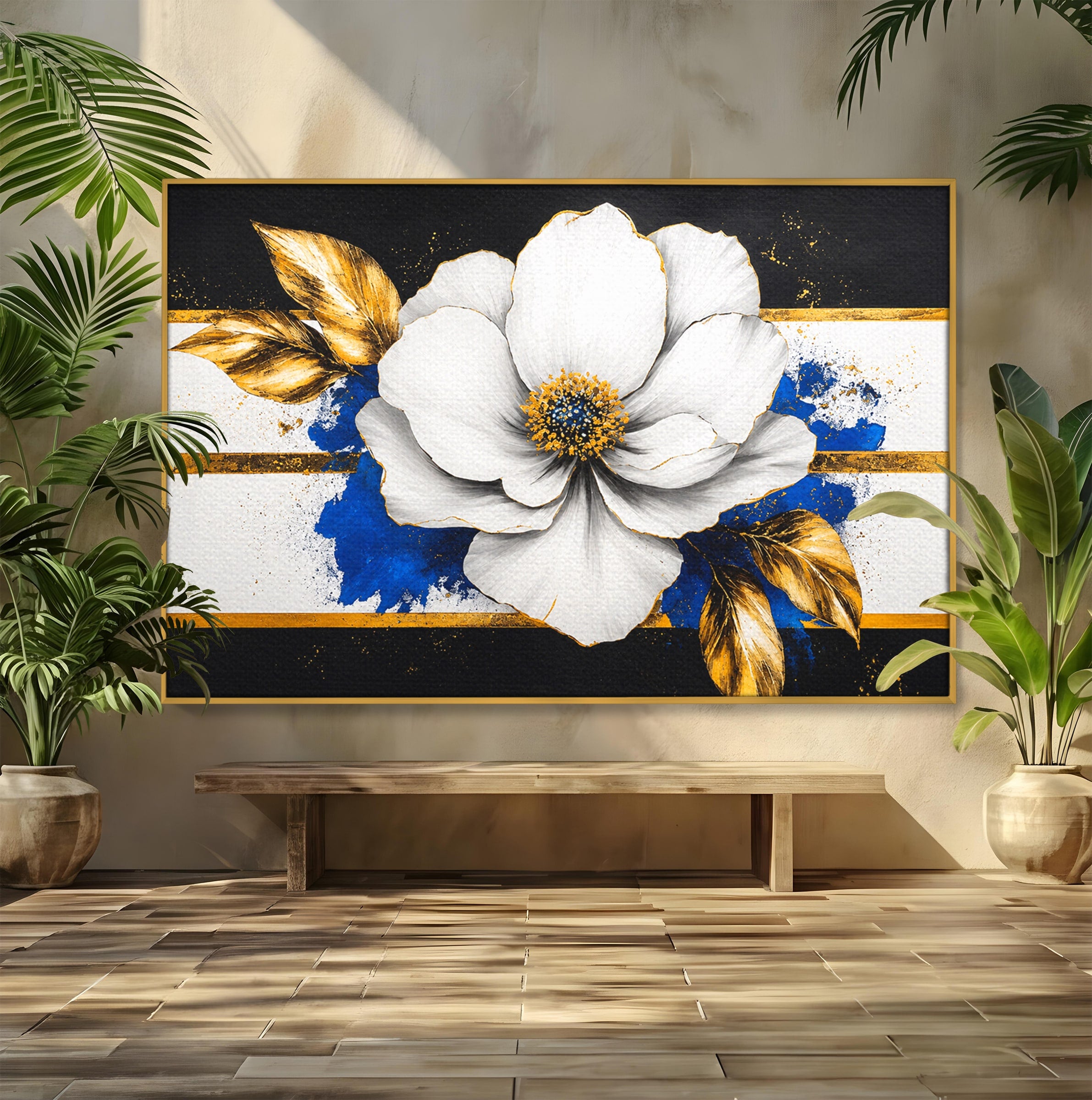 Tablou Canvas Premium LuxCanva® A1826, Splendoare în Alb, Floare, Abstract, Modern, Eleganta, Living, Dormitor, Culori Vibrante