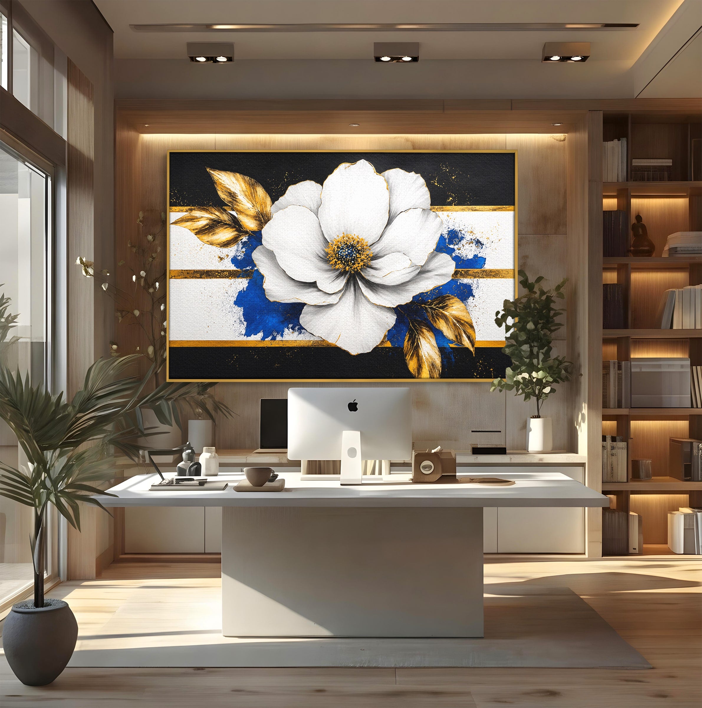Tablou Canvas Premium LuxCanva® A1826, Splendoare în Alb, Floare, Abstract, Modern, Eleganta, Living, Dormitor, Culori Vibrante