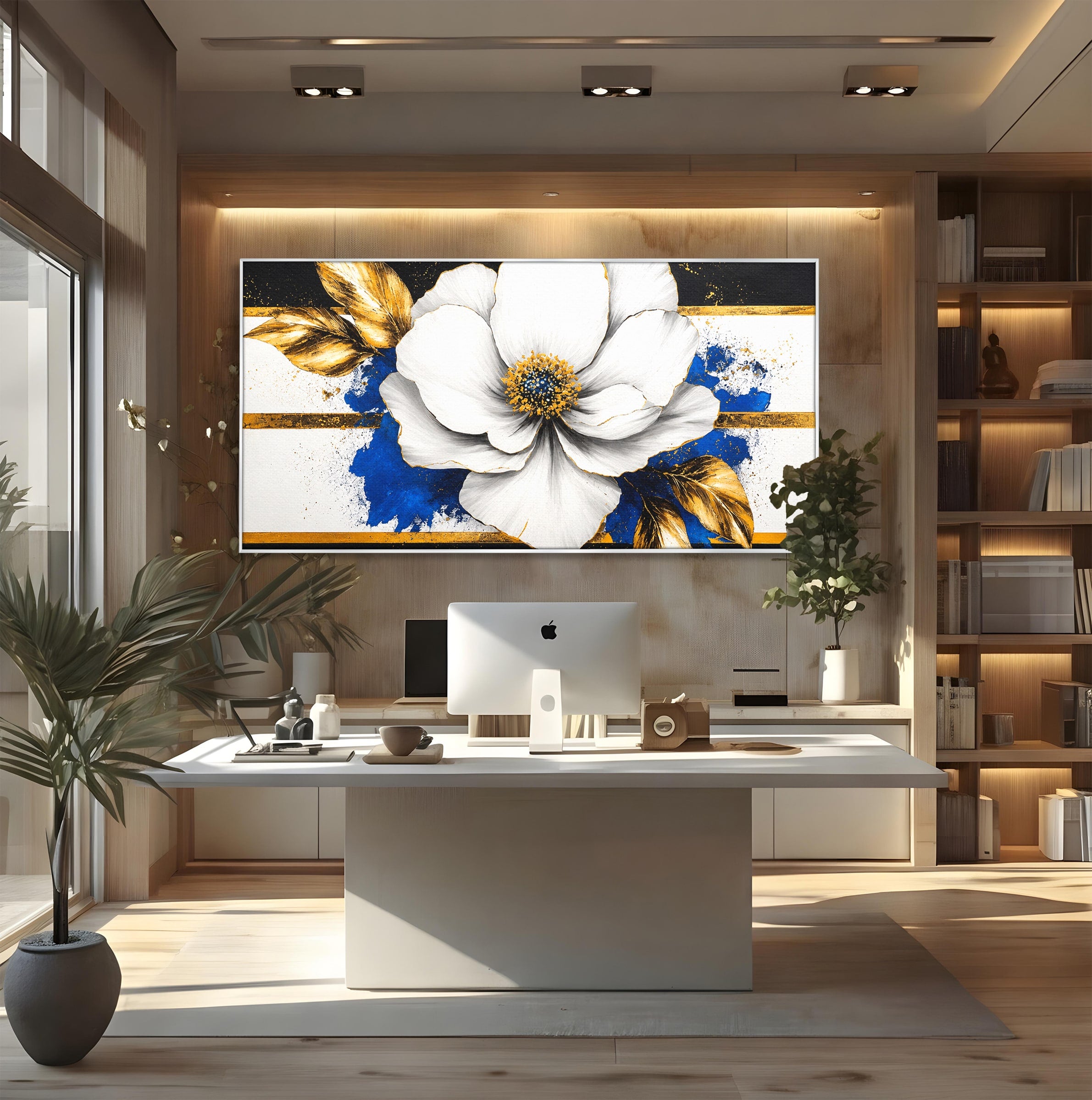 Tablou Canvas Premium LuxCanva® A1826, Splendoare în Alb, Floare, Abstract, Modern, Eleganta, Living, Dormitor, Culori Vibrante