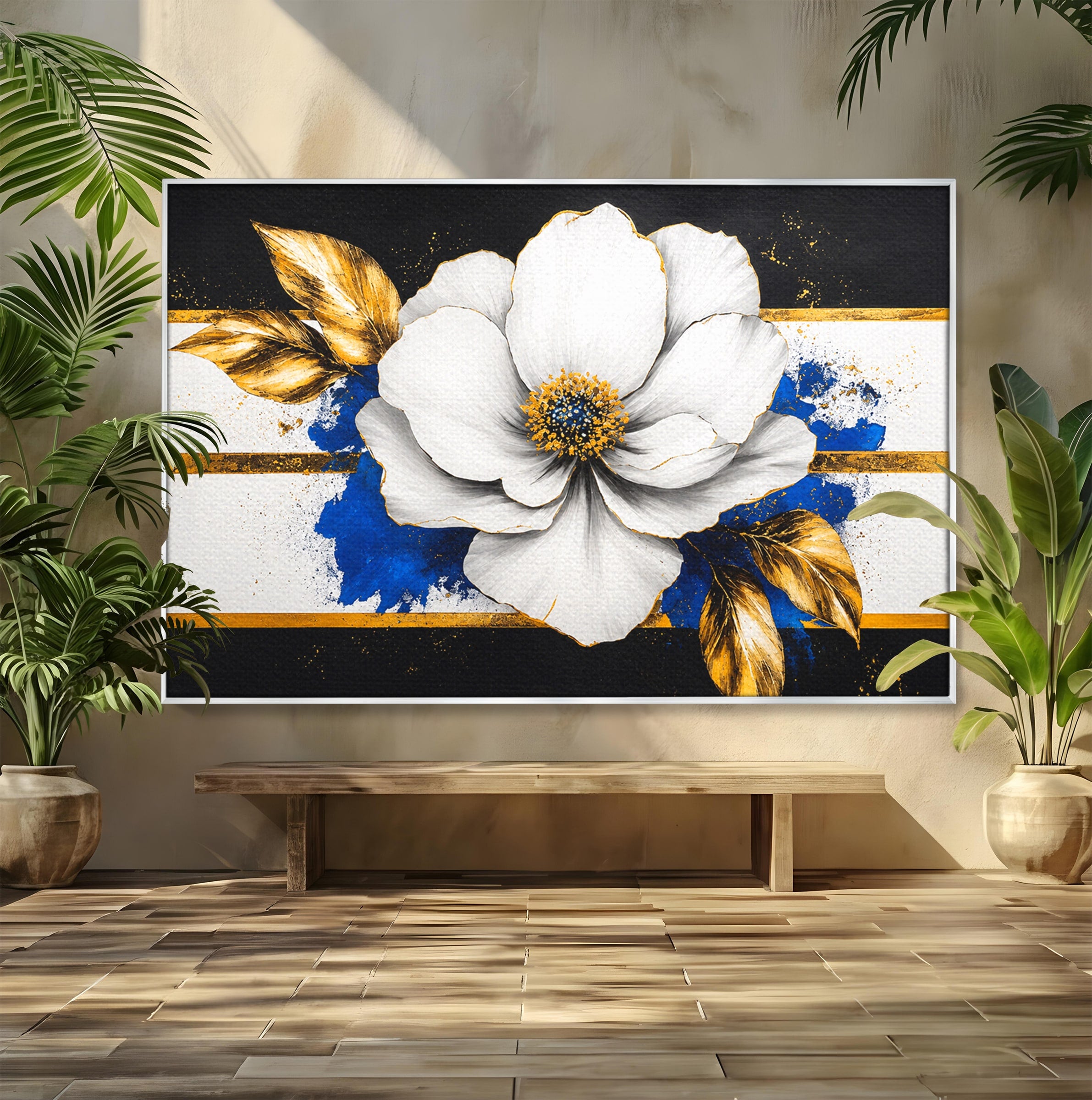 Tablou Canvas Premium LuxCanva® A1826, Splendoare în Alb, Floare, Abstract, Modern, Eleganta, Living, Dormitor, Culori Vibrante