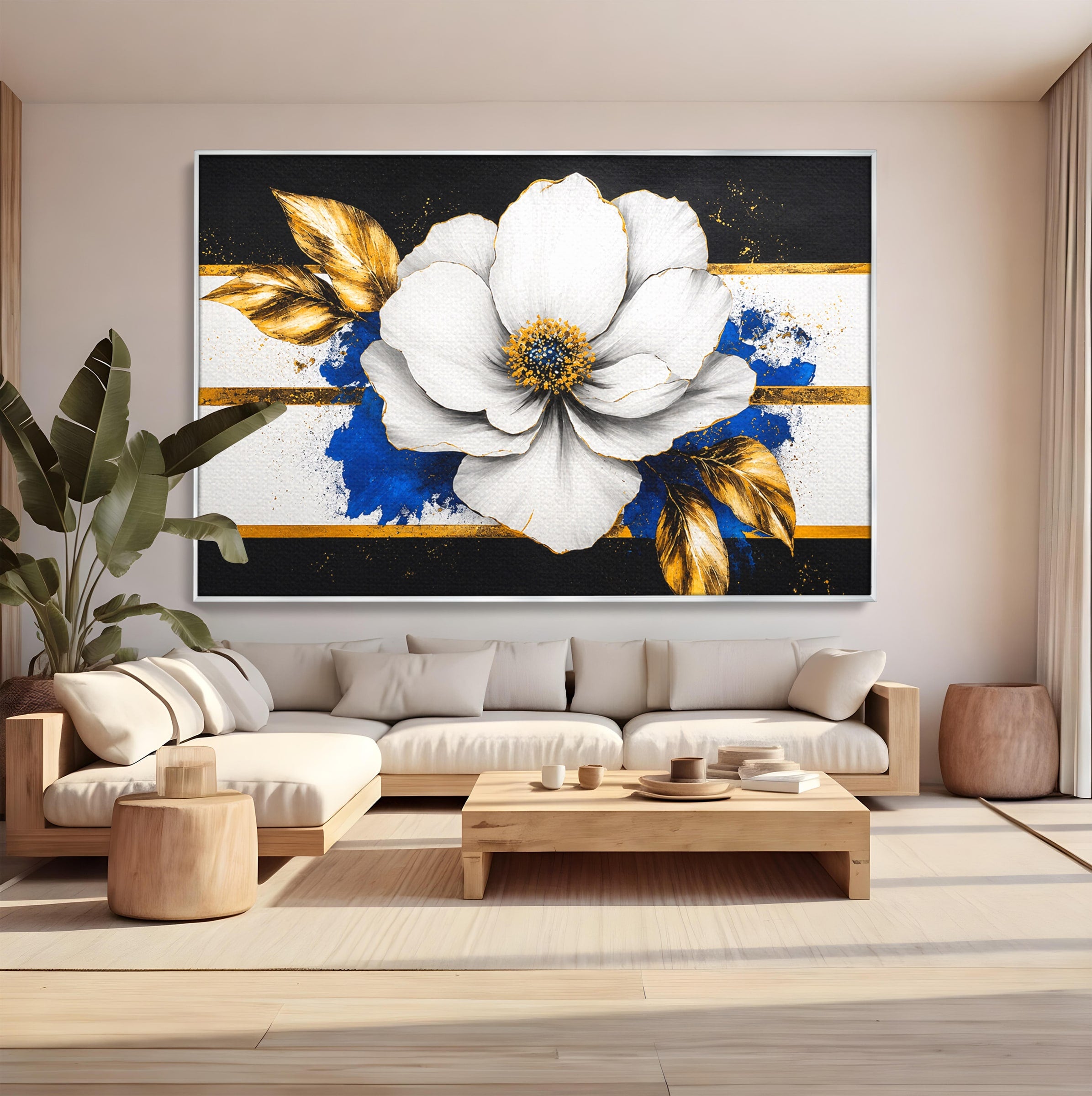 Tablou Canvas Premium LuxCanva® A1826, Splendoare în Alb, Floare, Abstract, Modern, Eleganta, Living, Dormitor, Culori Vibrante