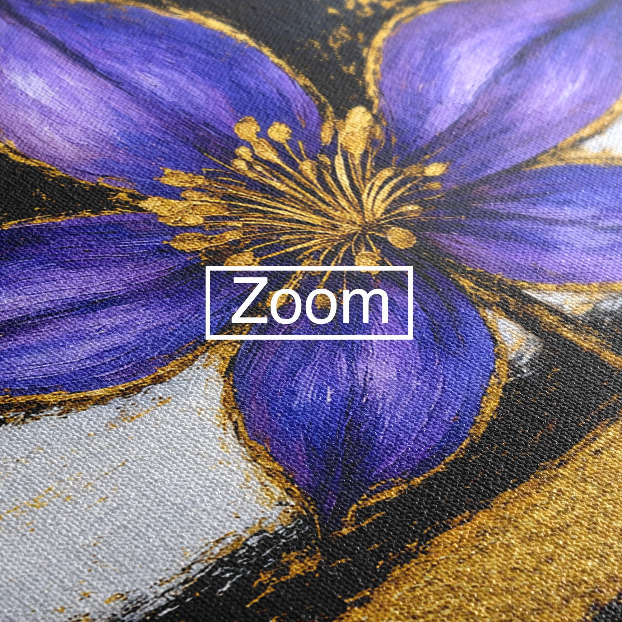 Tablou Canvas Premium LuxCanva® A1827, Rafinament Violet, Floare, Abstract, Aur, Living, Dormitor, Culori Vibrante